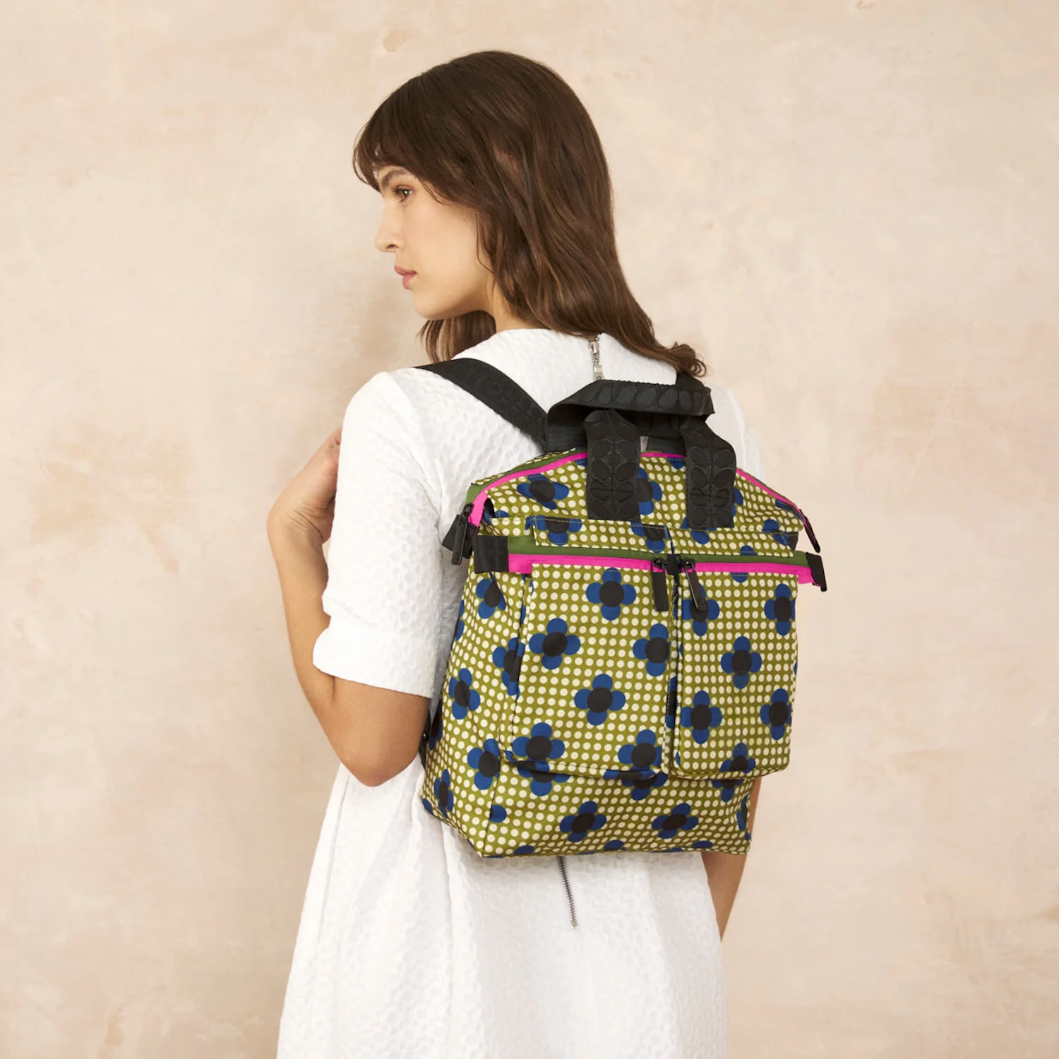 Axis Medium Backpack - Flower Polka Dot Olive - Image 2