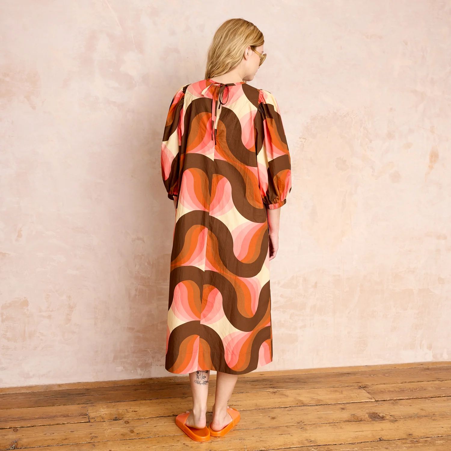 Bella Puff Sleeve Dress Giant Rolling Wave - Image 3