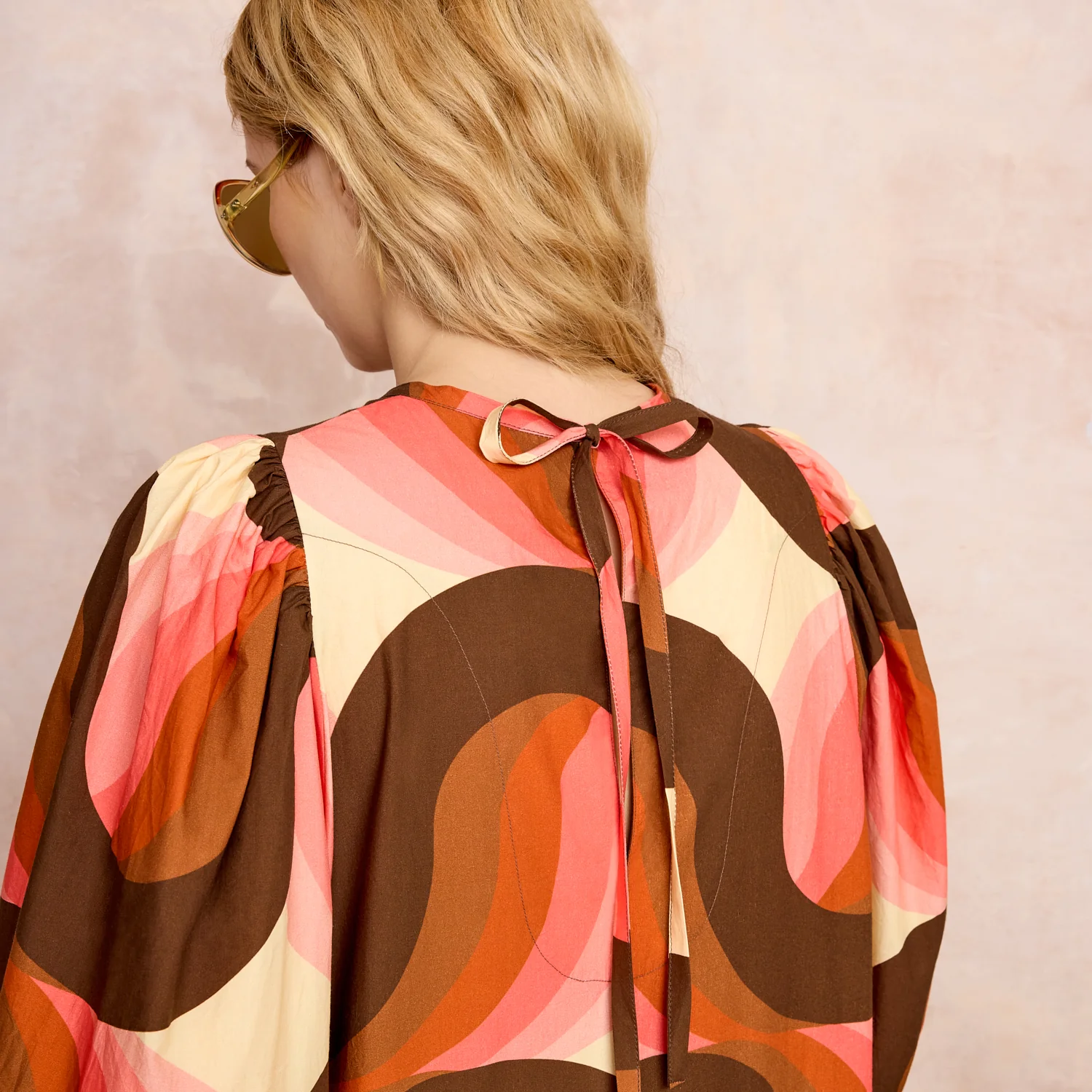 Bella Puff Sleeve Dress Giant Rolling Wave - Image 8