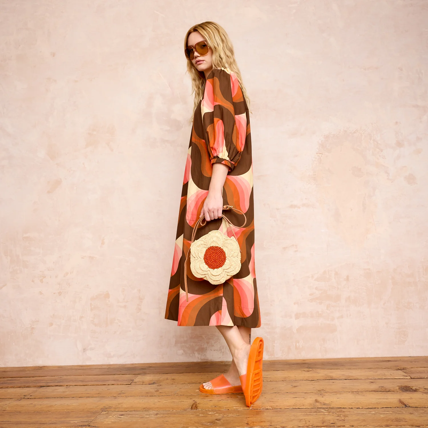 Bella Puff Sleeve Dress Giant Rolling Wave - Image 9