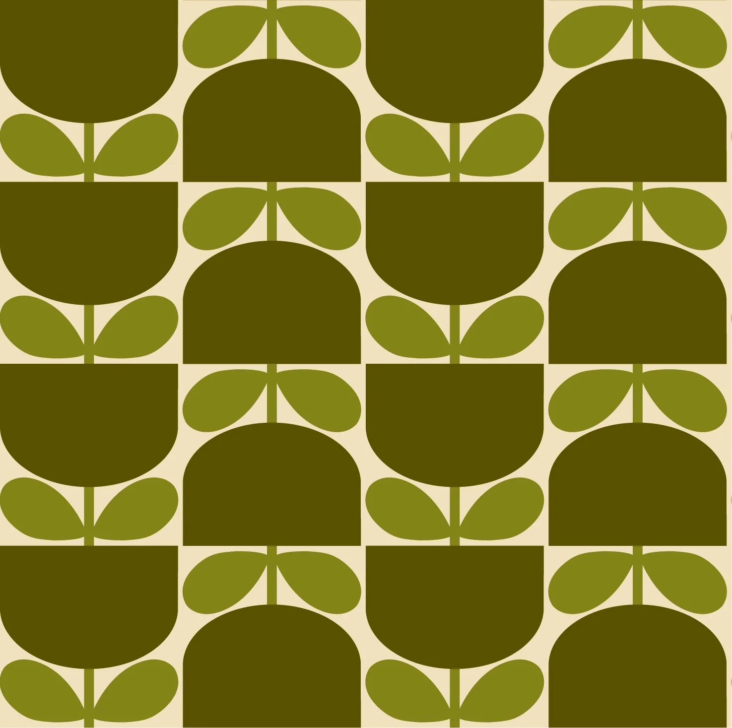 Block Stem Burnt Olive Wallpaper Sample