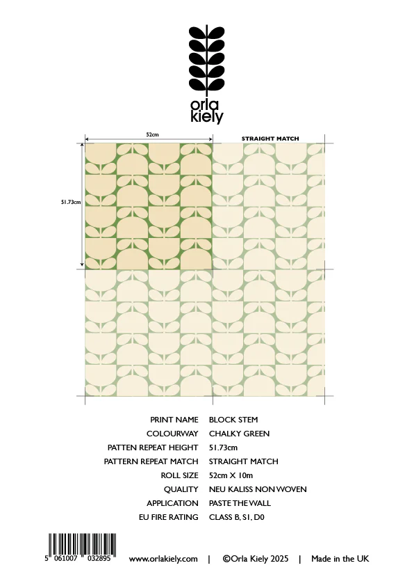 Block Stem Chalky Green Wallpaper Sample - Image 2