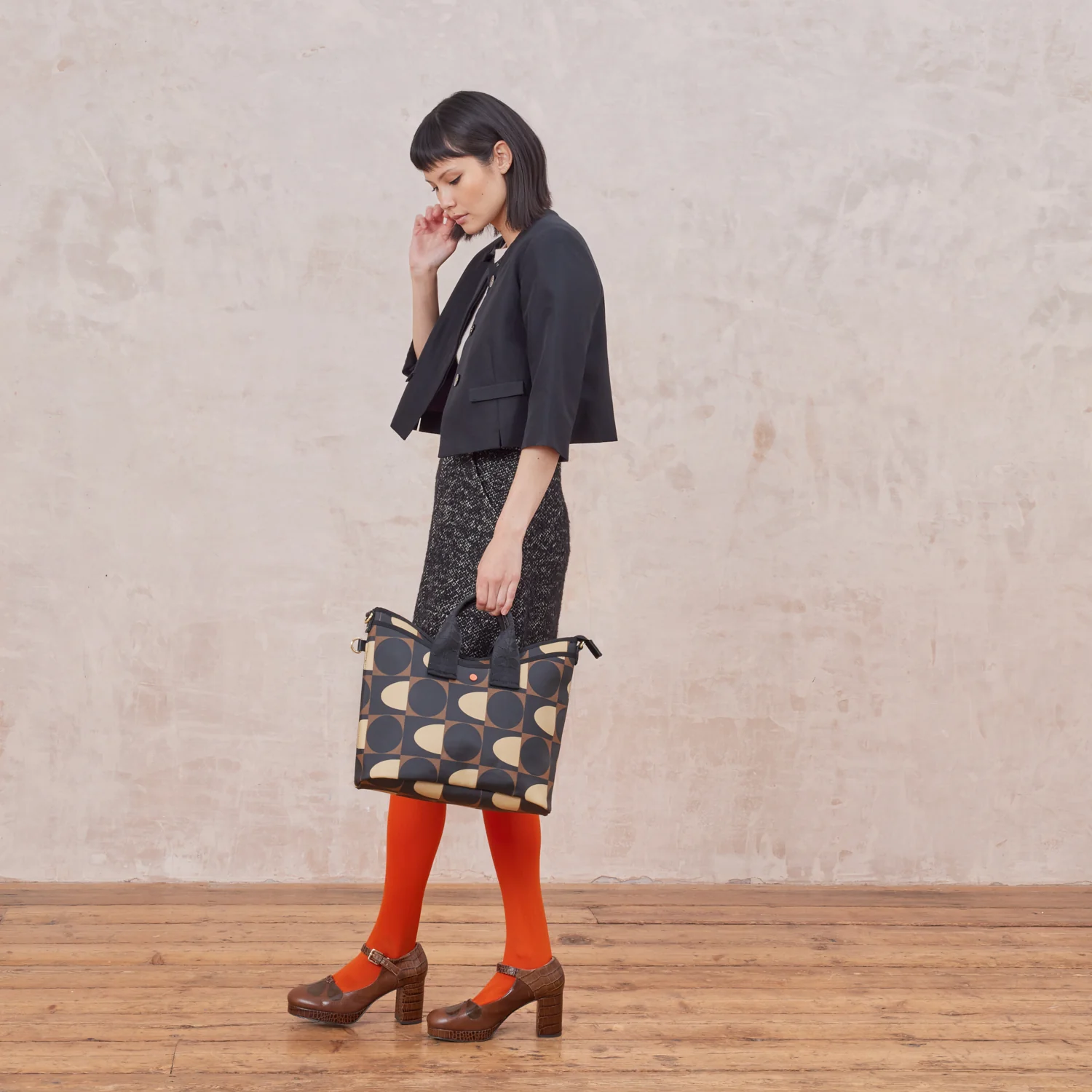 Carry Grab Crossbody Bag - Spot Square Mocha - Image 6