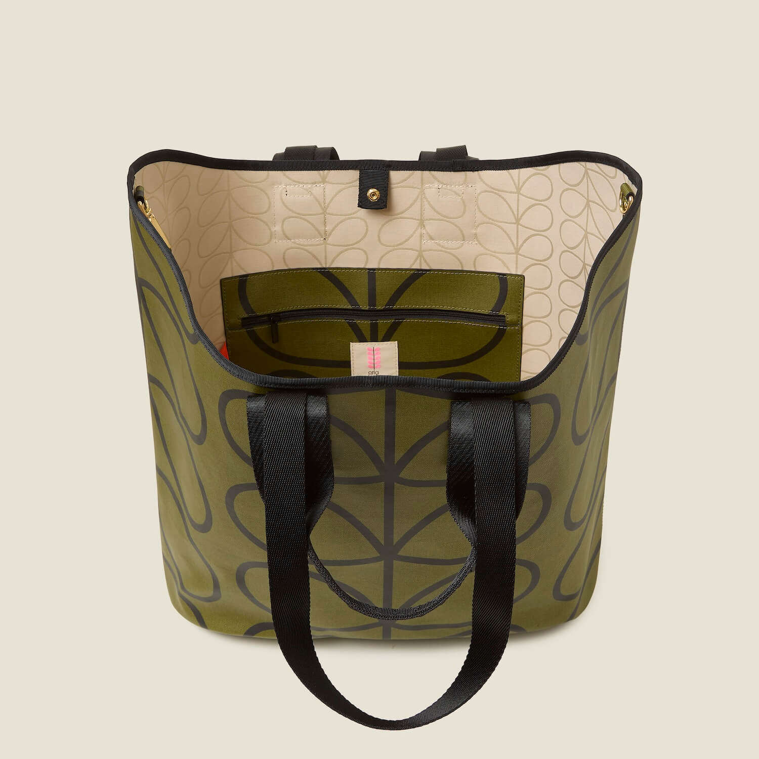 Carryall Large Tote - Giant Linear Stem Olive - Image 5