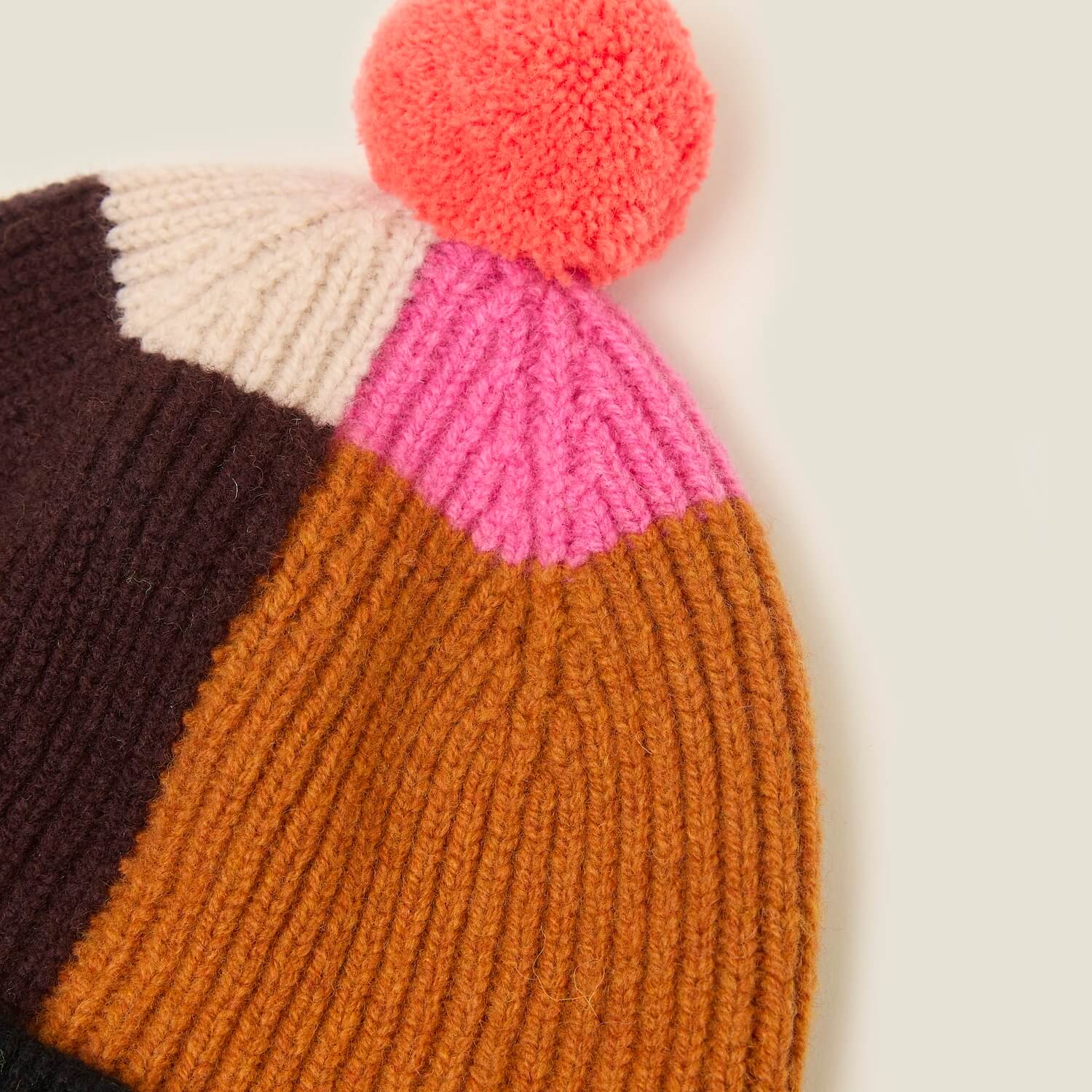 Colour Block Beanie - Neon Orange - Image 4