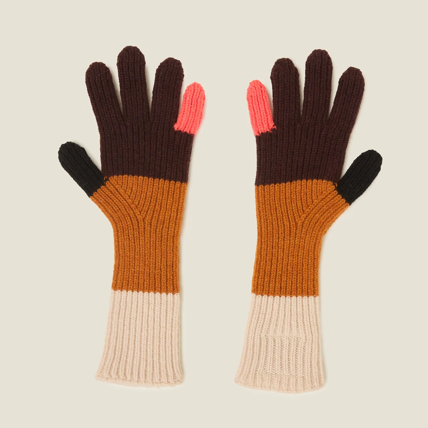 Colour Block Gloves - Neon Orange - Image 3
