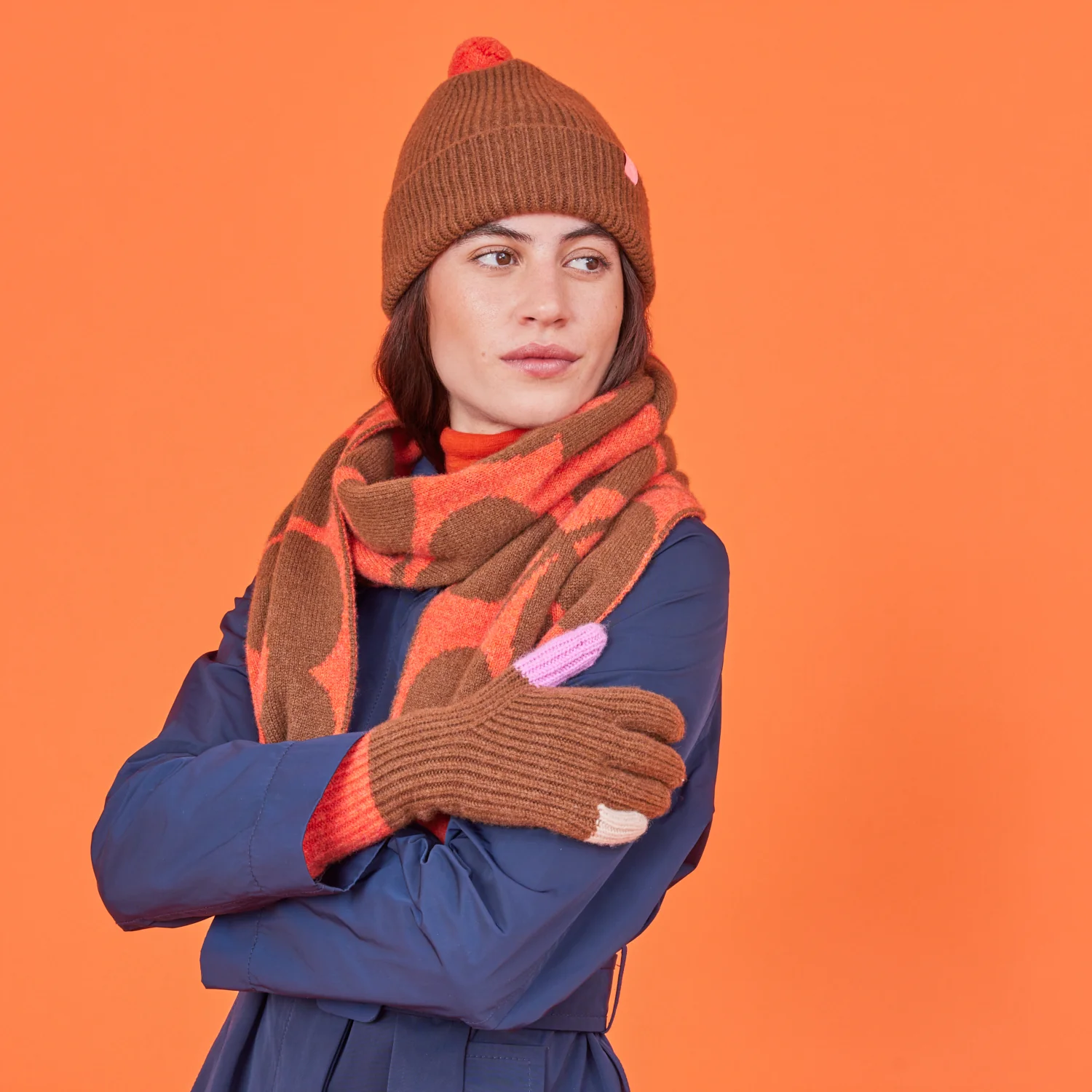 Colour Pop Wool Gloves - Orange Sienna - Image 4