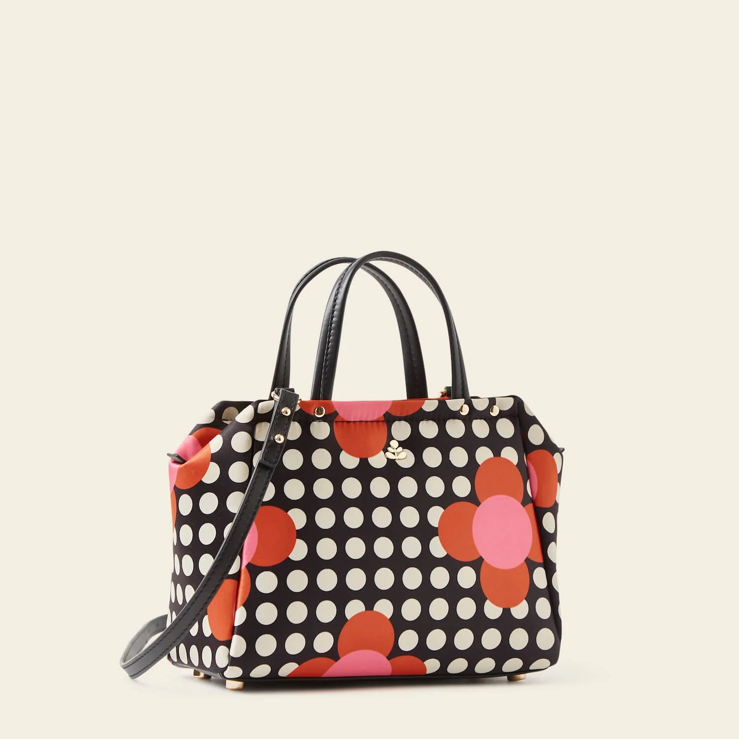 Concertina Crossbody Tote - Fuchsia Flower Polka Dot - Image 3