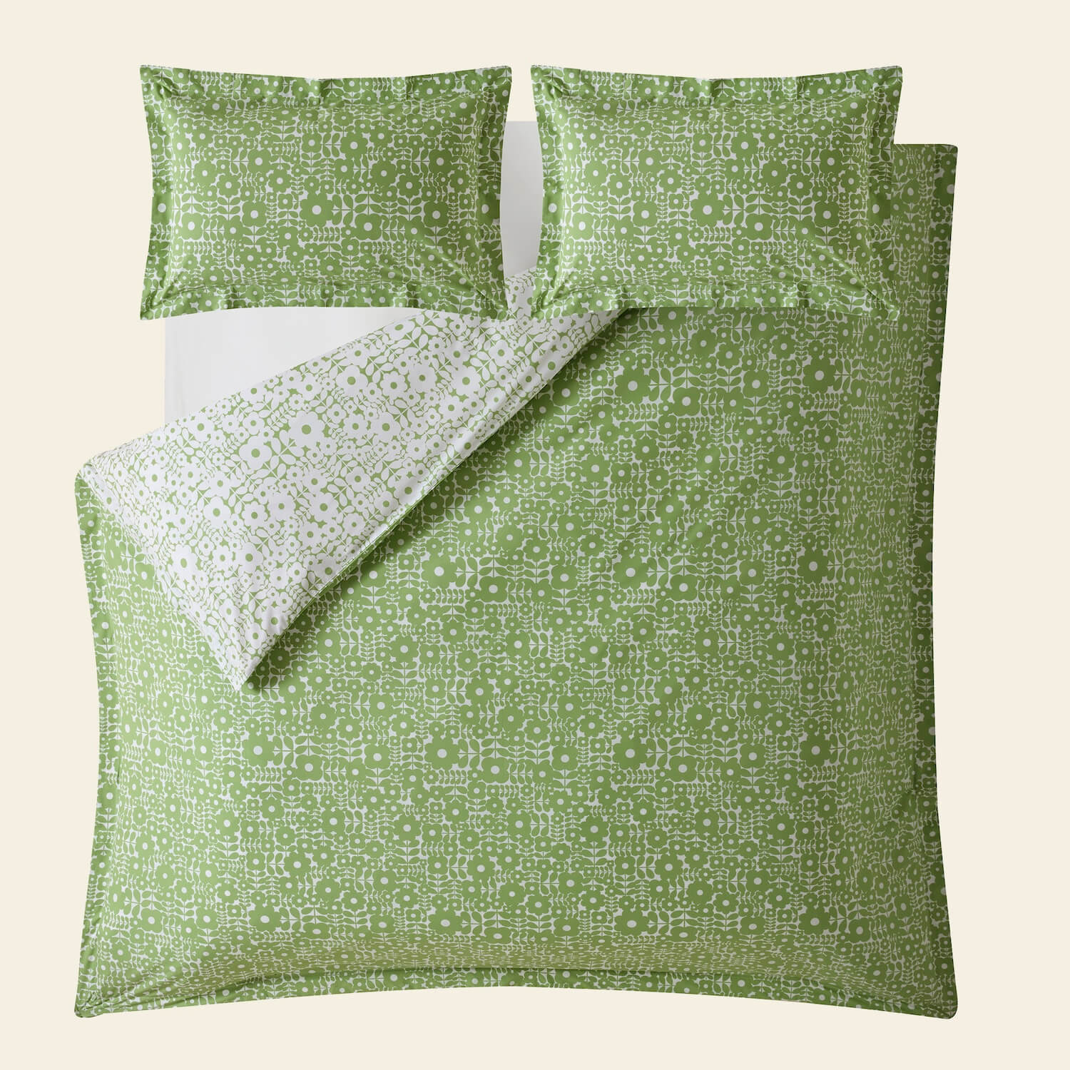 Criss Cross Stem Bed Linen Set - Basil Green - Image 2