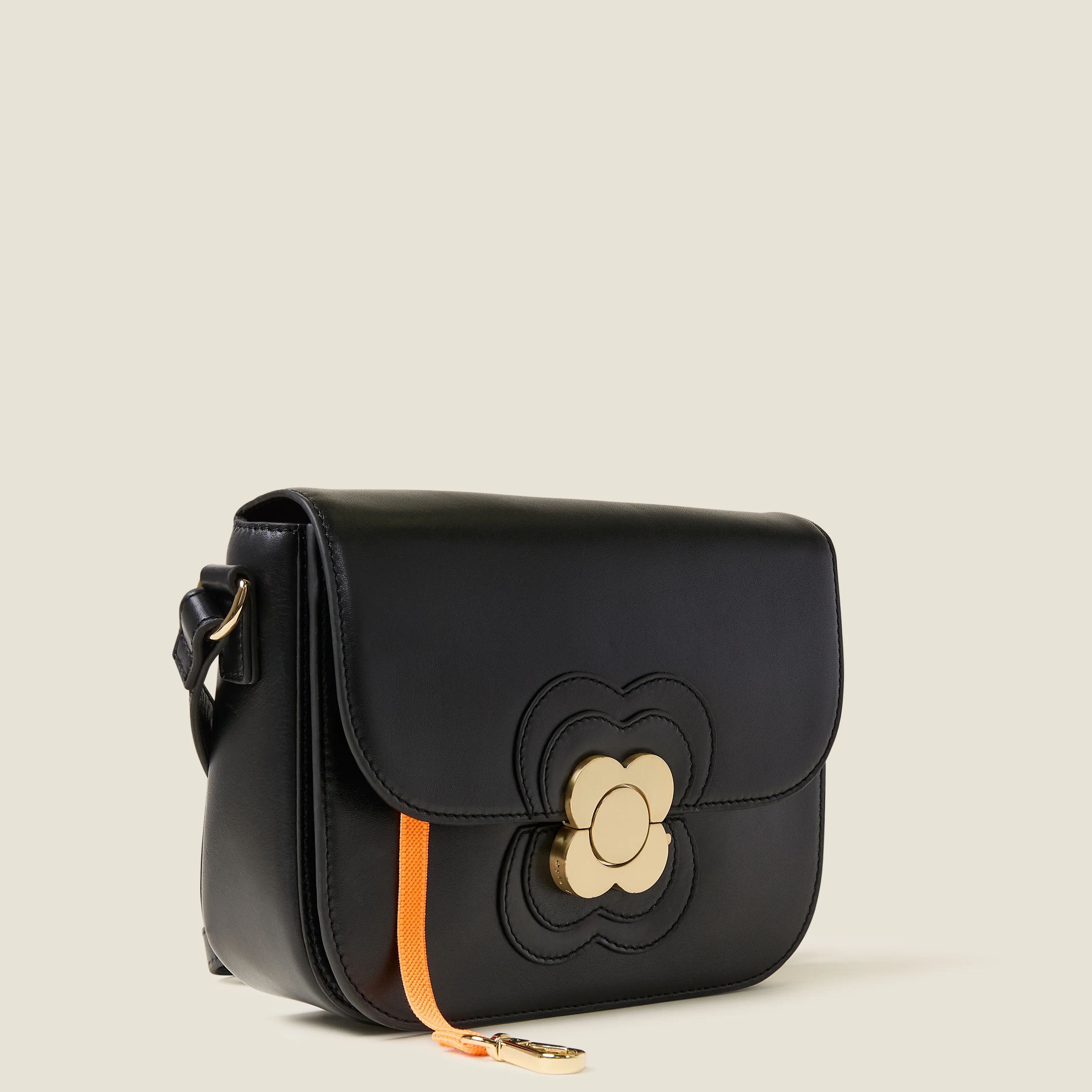 Eclipse Leather Crossbody Bag - Flower Applique Black - Image 5
