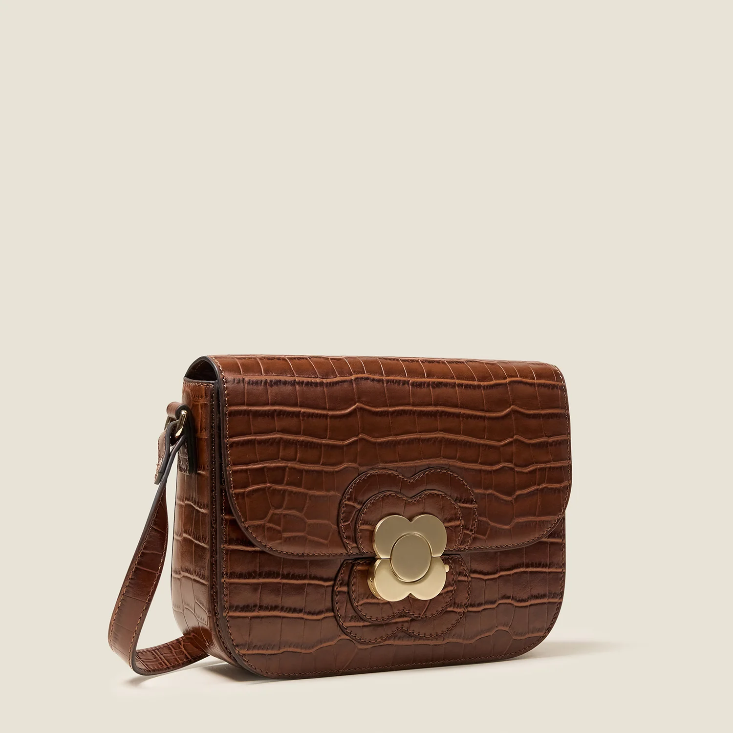 Eclipse Leather Crossbody Bag - Flower Applique Croc - Image 3