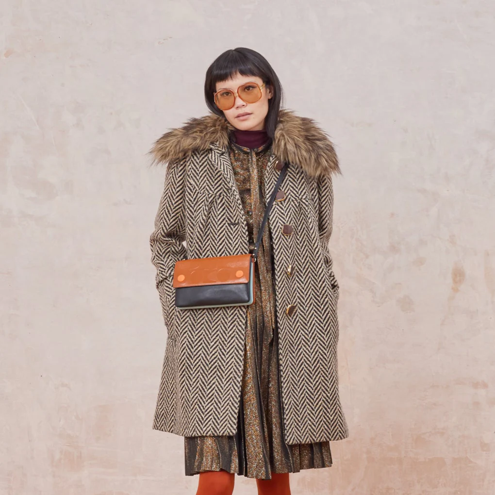 Flap Folio Leather Crossbody Bag - OK Colourblock Sienna - Image 3