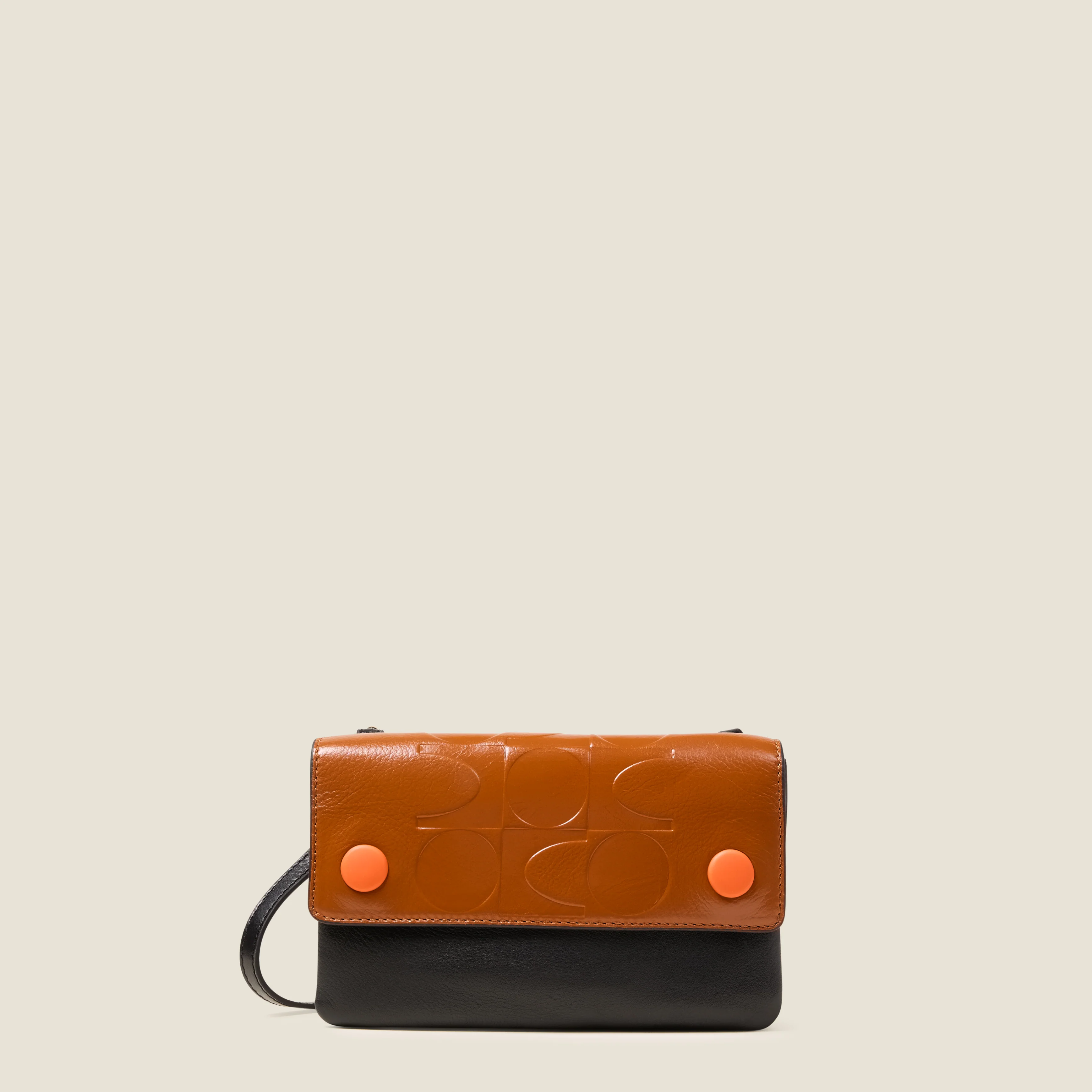 Flap Folio Leather Crossbody Bag - OK Colourblock Sienna - Image 4