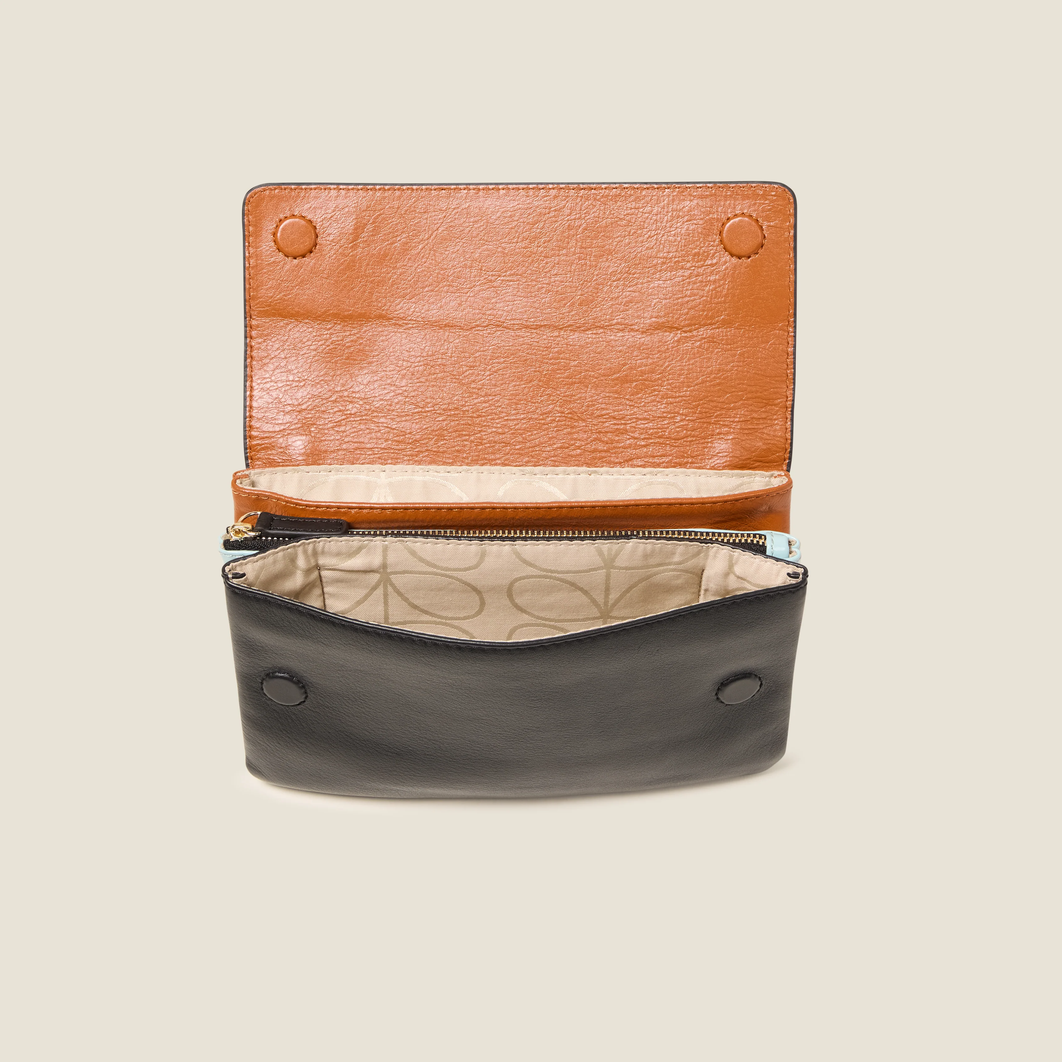 Flap Folio Leather Crossbody Bag - OK Colourblock Sienna - Image 6