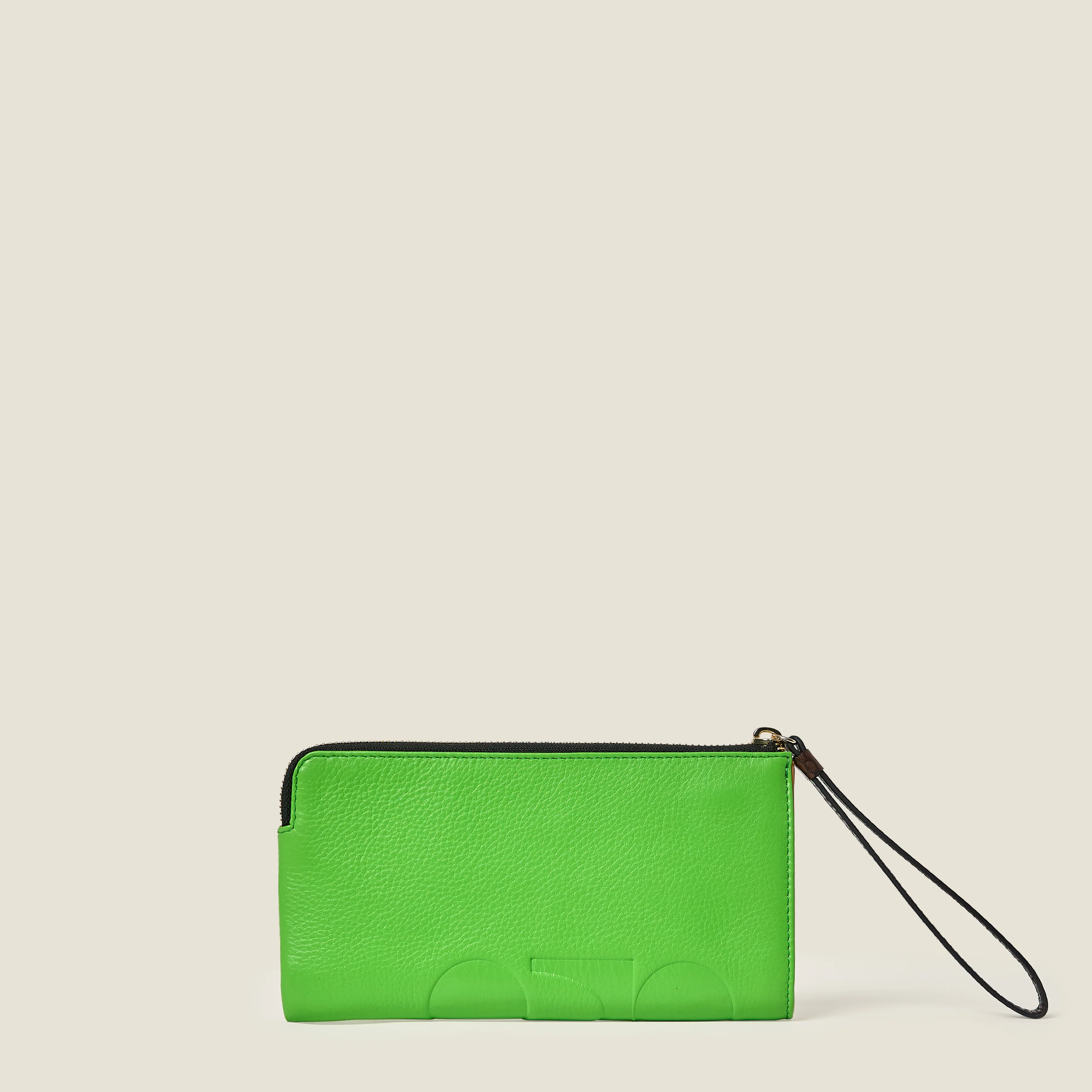 Flat Zip Leather Wallet - Lawn Green - Image 3