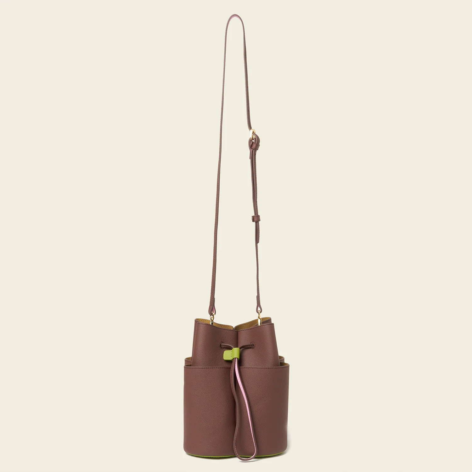 Medium Flower Petal Leather Crossbody Bag - Dark Brown - Image 6