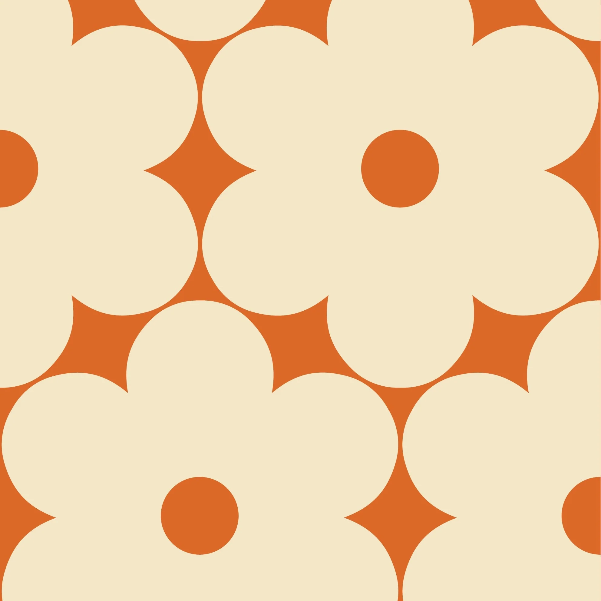Flower Power Cream/Tomato Wallpaper Sample