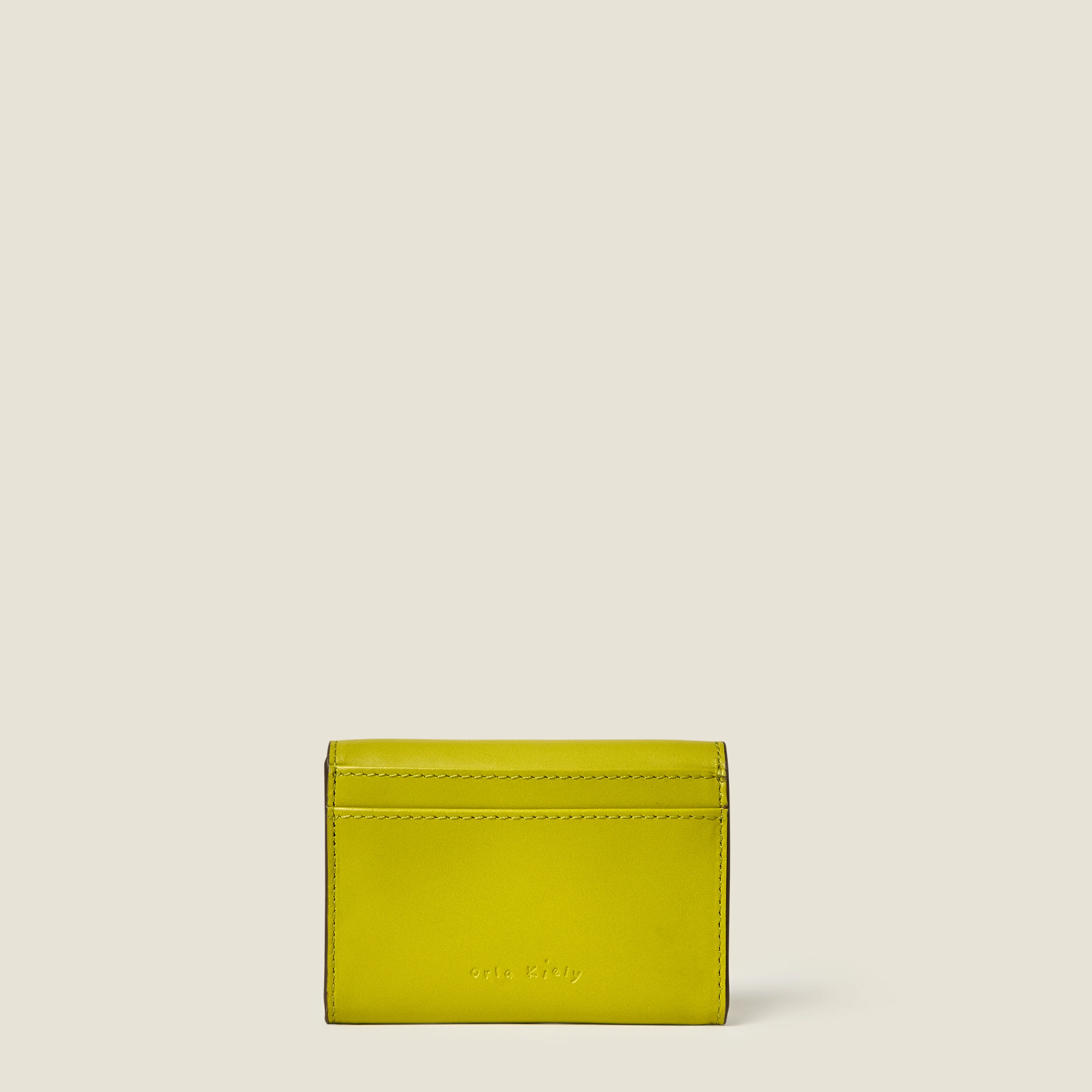 Folded Leather Card Holder - Chartreuse - Image 3