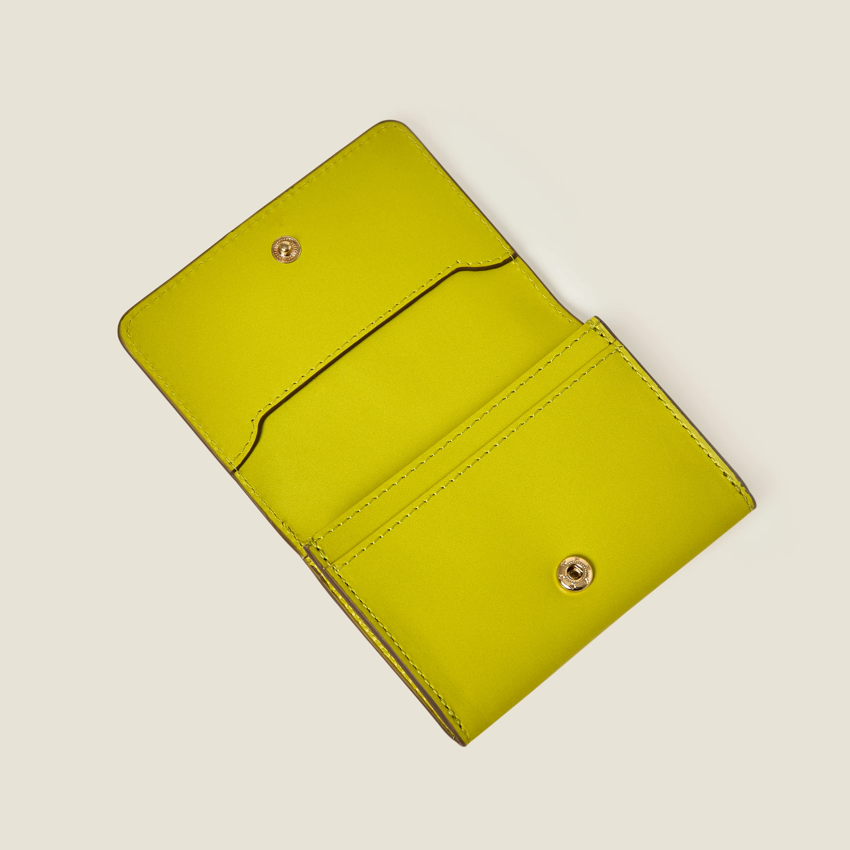Folded Leather Card Holder - Chartreuse - Image 4