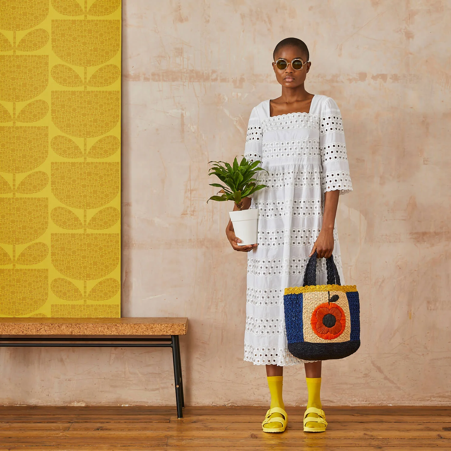Raffia Basket Bag - Orange - Image 2