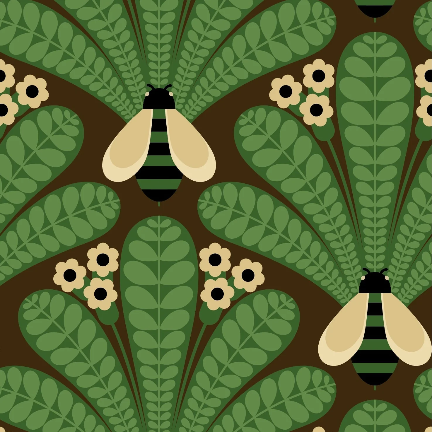 Honey-Bee Basil Wallpaper Sample