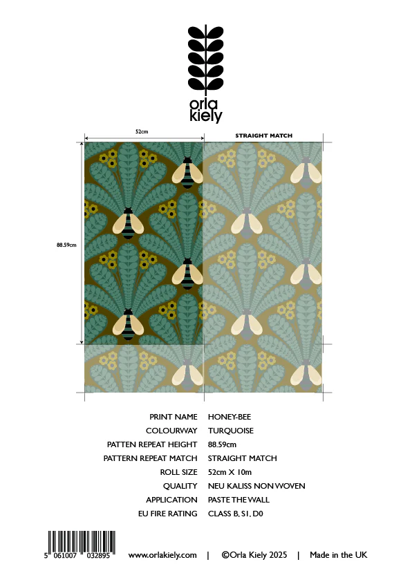 Honey-Bee Turquoise Wallpaper Sample - Image 2