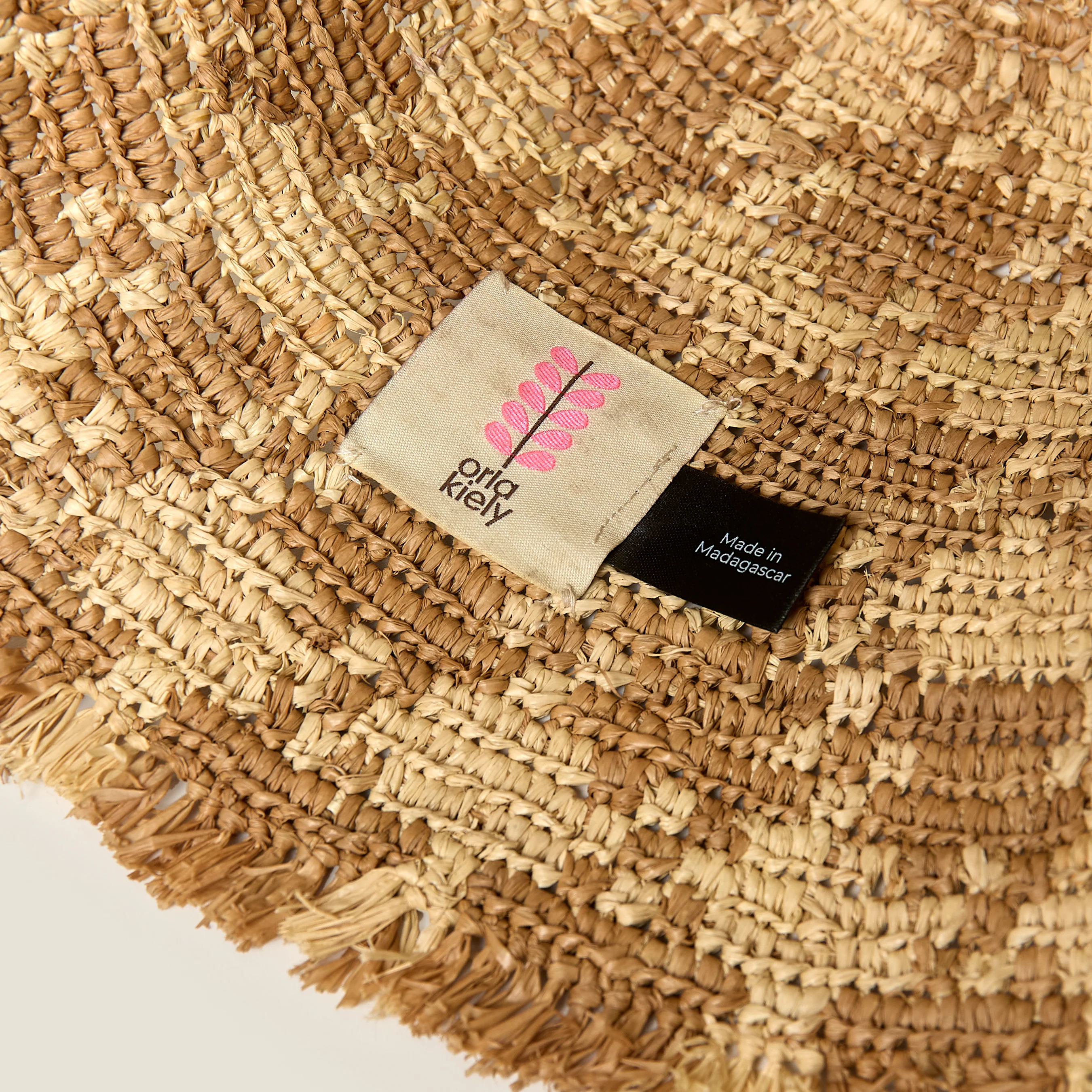 Houndstooth Raffia Bucket Hat - Natural - Image 4