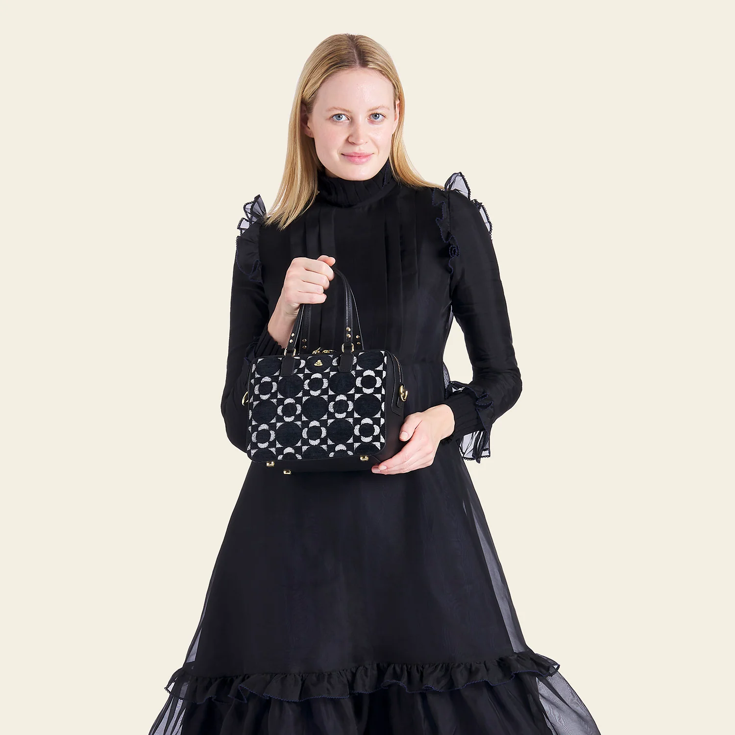 Iris Handbag - Retro Tile Black - Image 2