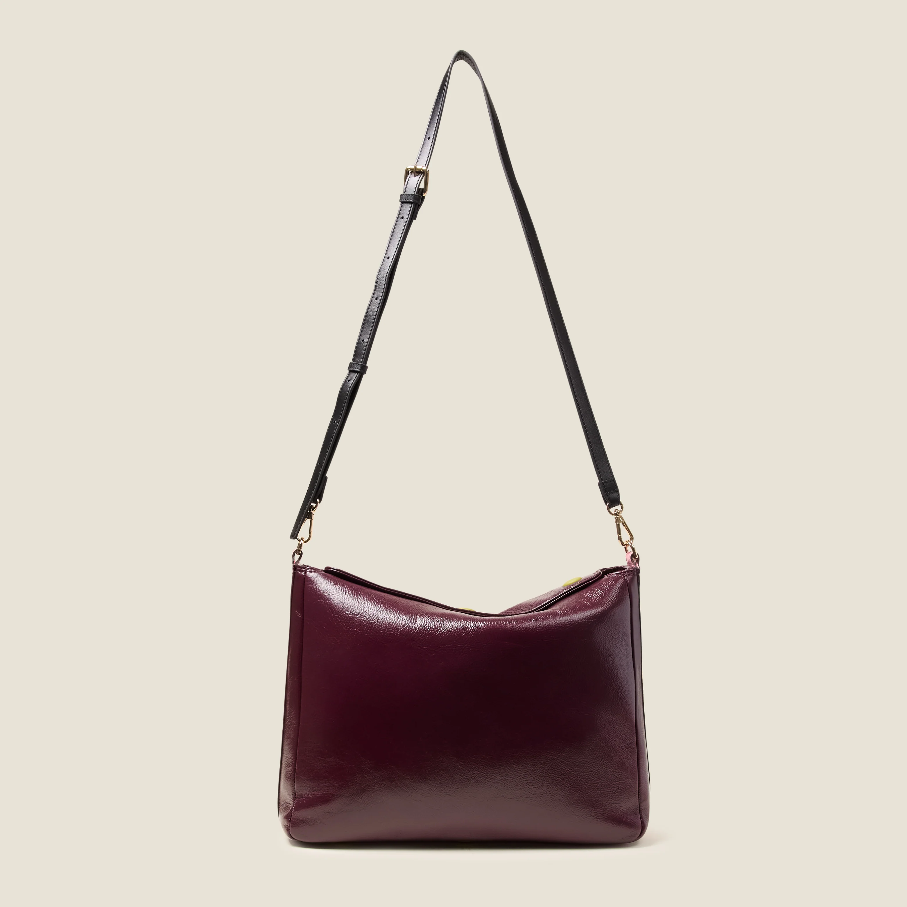 Large Softie Leather Shoulder Bag - OK Colourblock Burgundy - Image 4