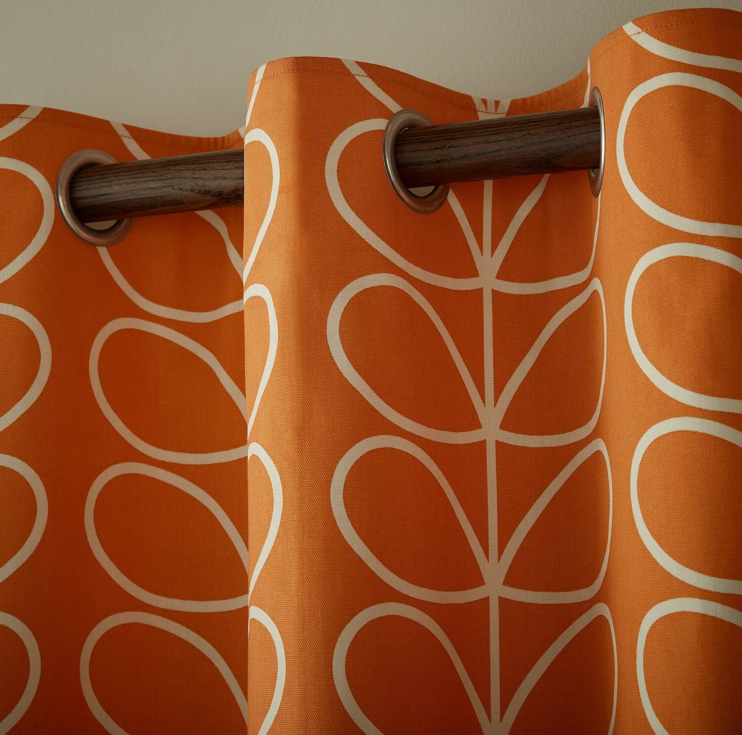 Linear Stem Lined Eyelet Curtains - Burnt Orange - Image 2