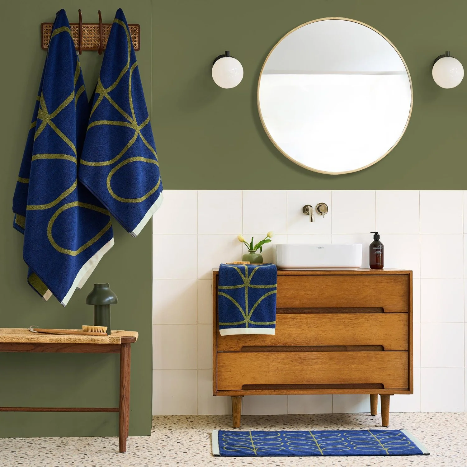 Linear Stem Towels - Navy