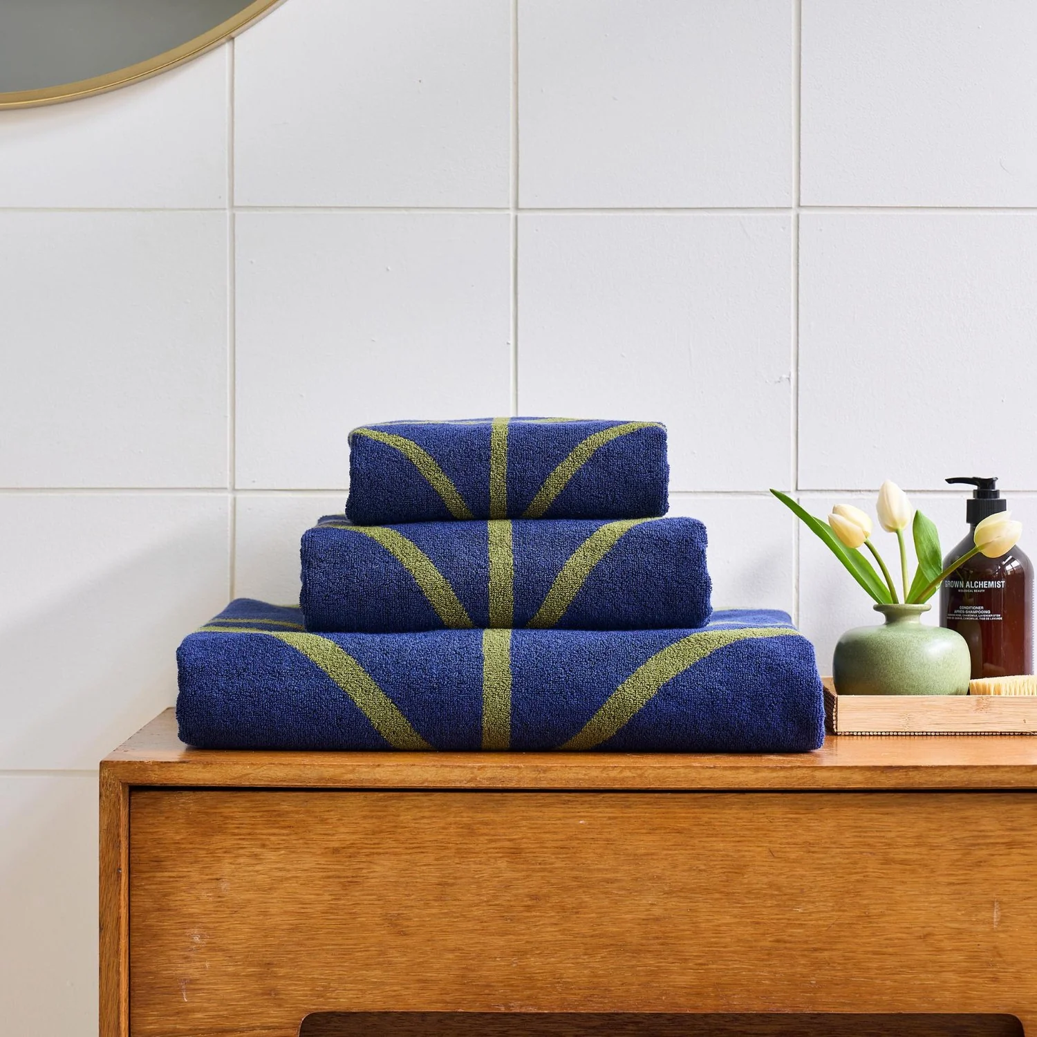 Linear Stem Towels - Navy - Image 3