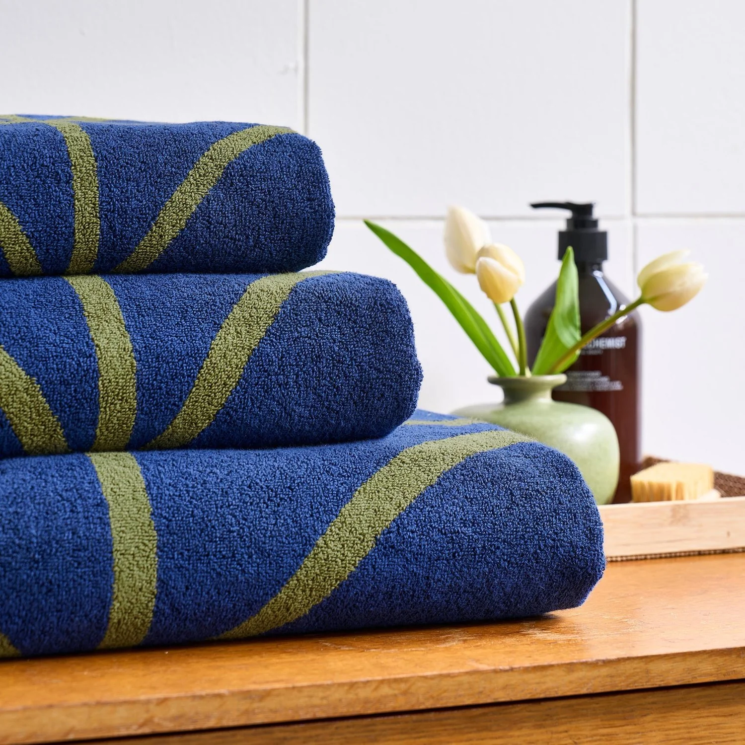 Linear Stem Towels - Navy - Image 4