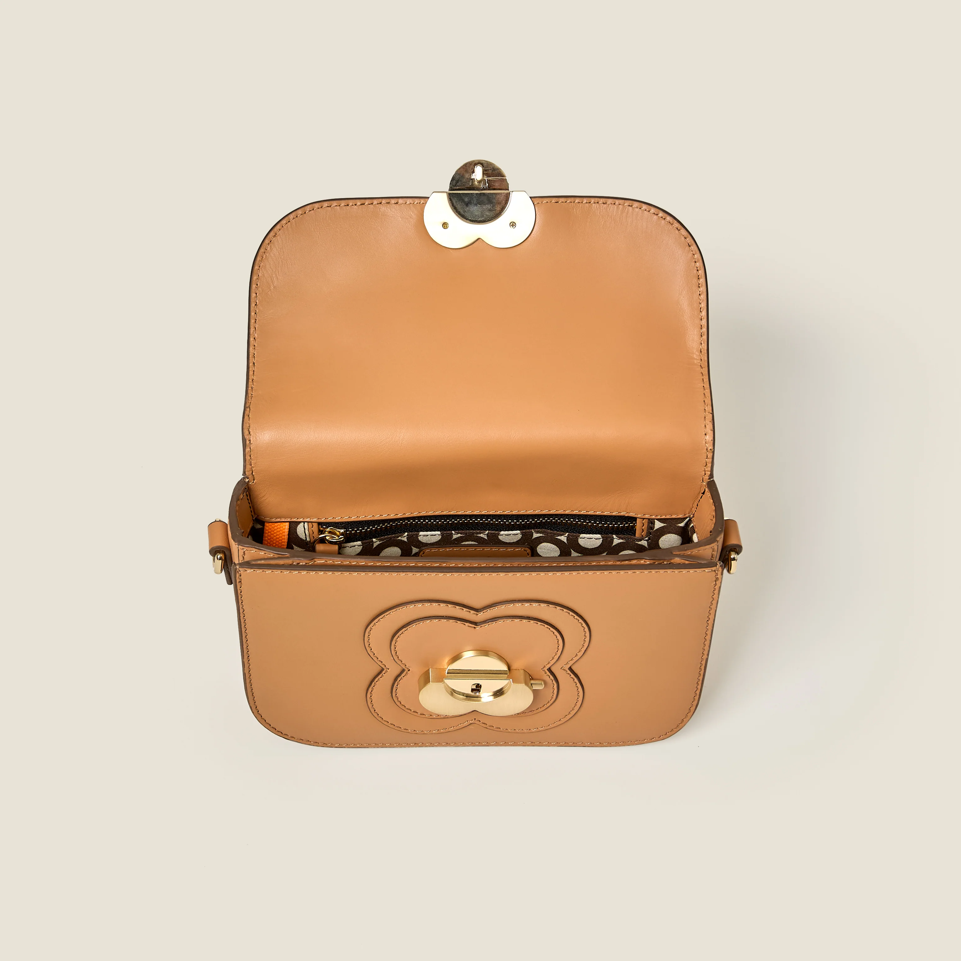 Mini Eclipse Leather Crossbody Bag - Light Tan - Image 7