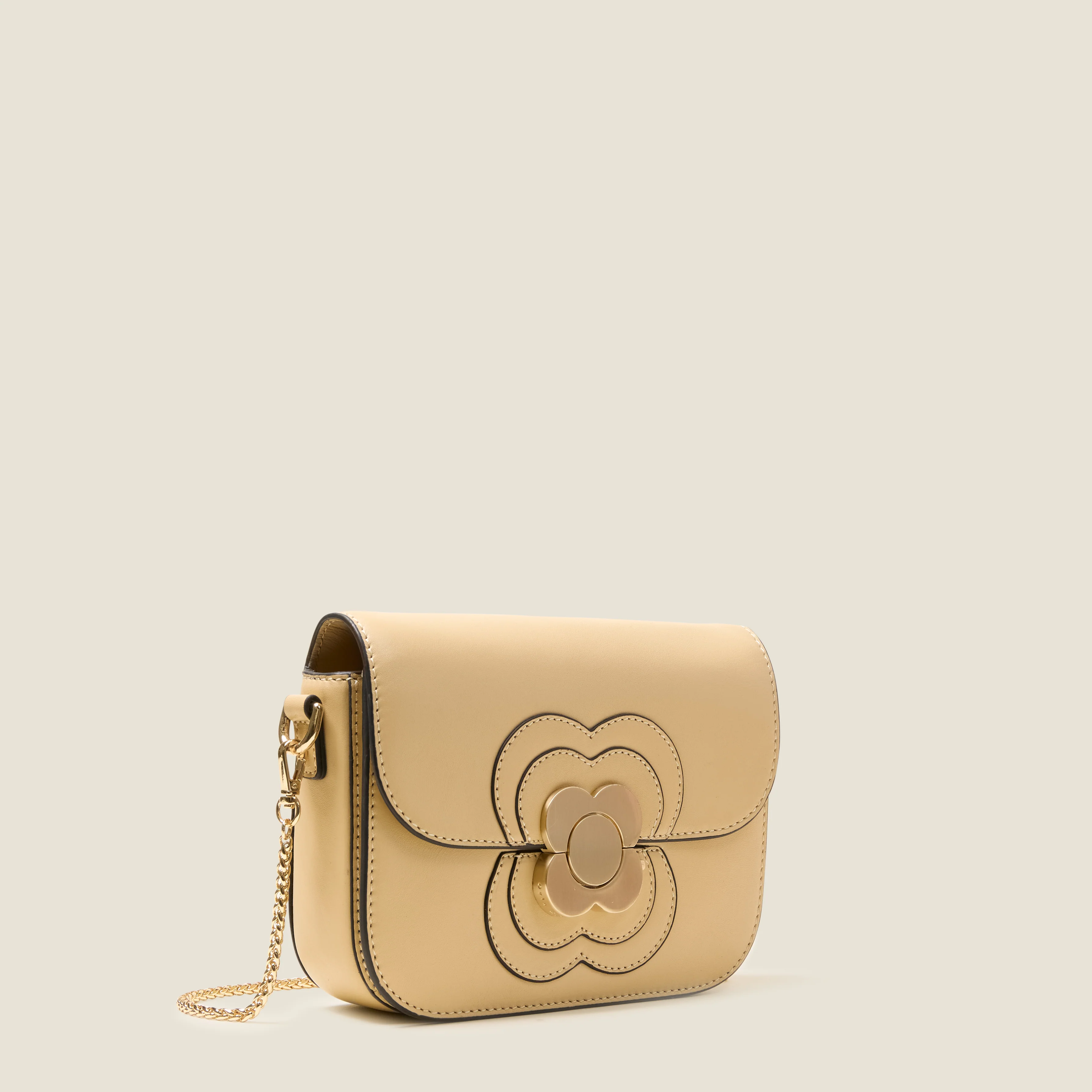 Mini Eclipse Leather Crossbody Bag - Flower Applique Cream - Image 3