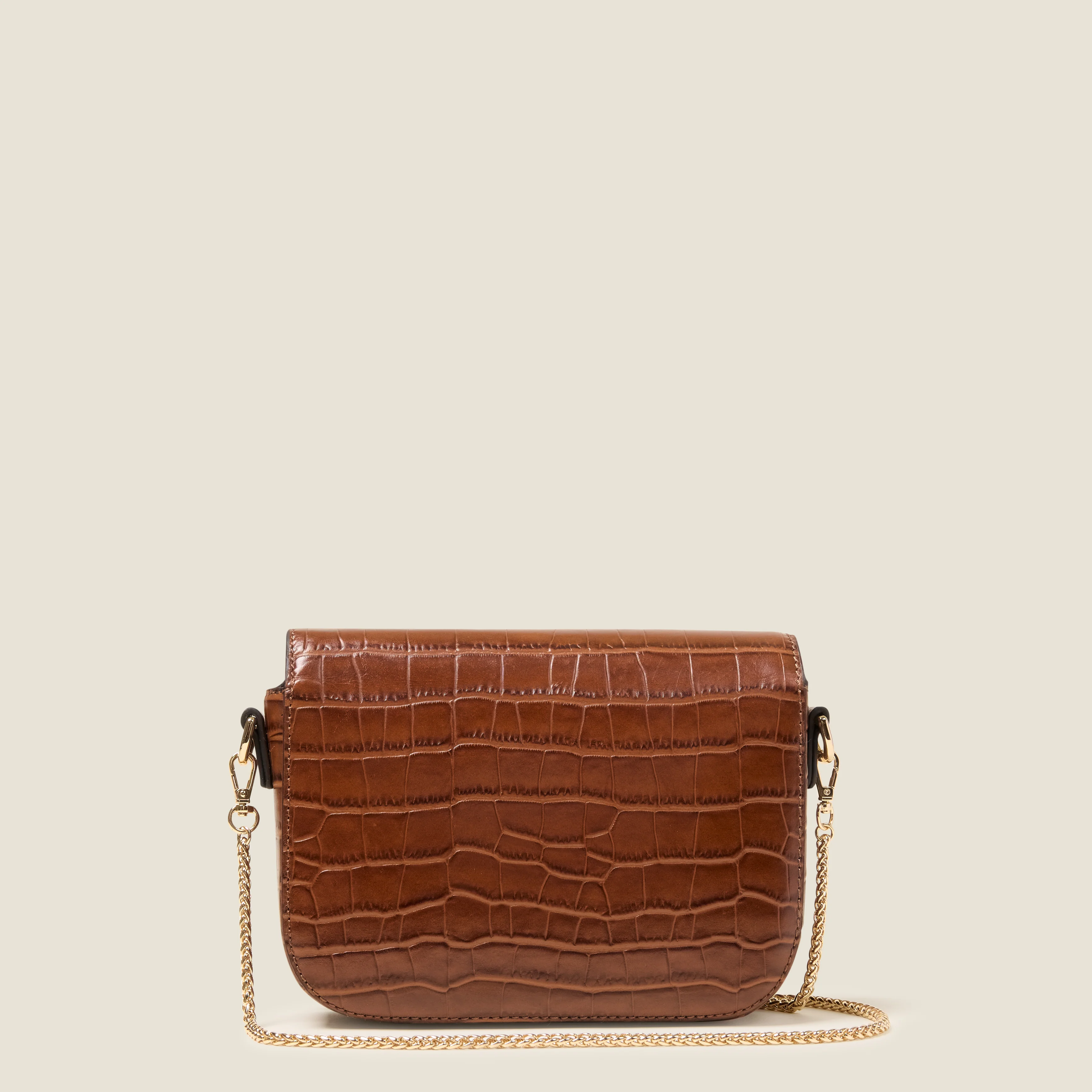 Mini Eclipse Leather Crossbody Bag - Flower Applique Croc - Image 3