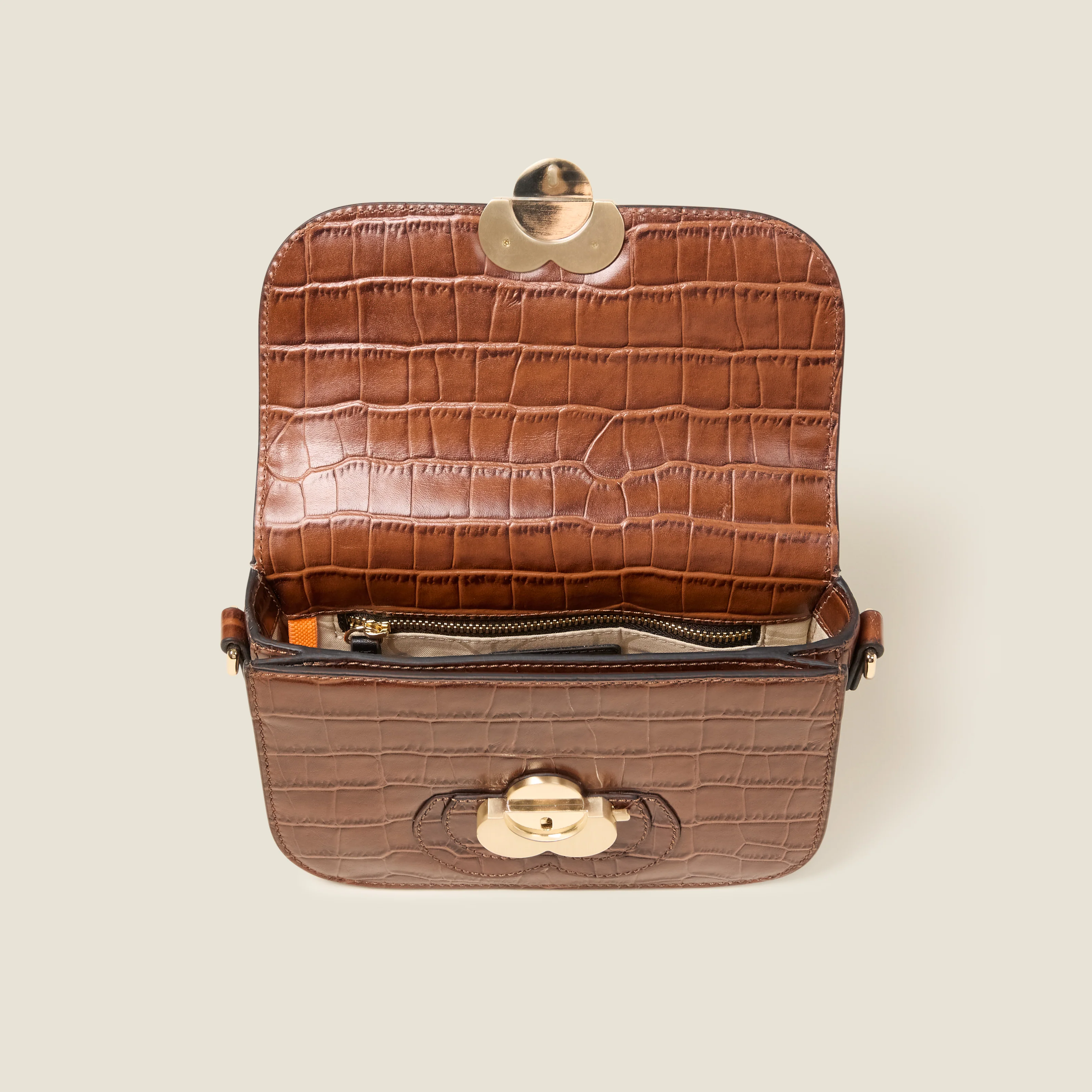 Mini Eclipse Leather Crossbody Bag - Flower Applique Croc - Image 4