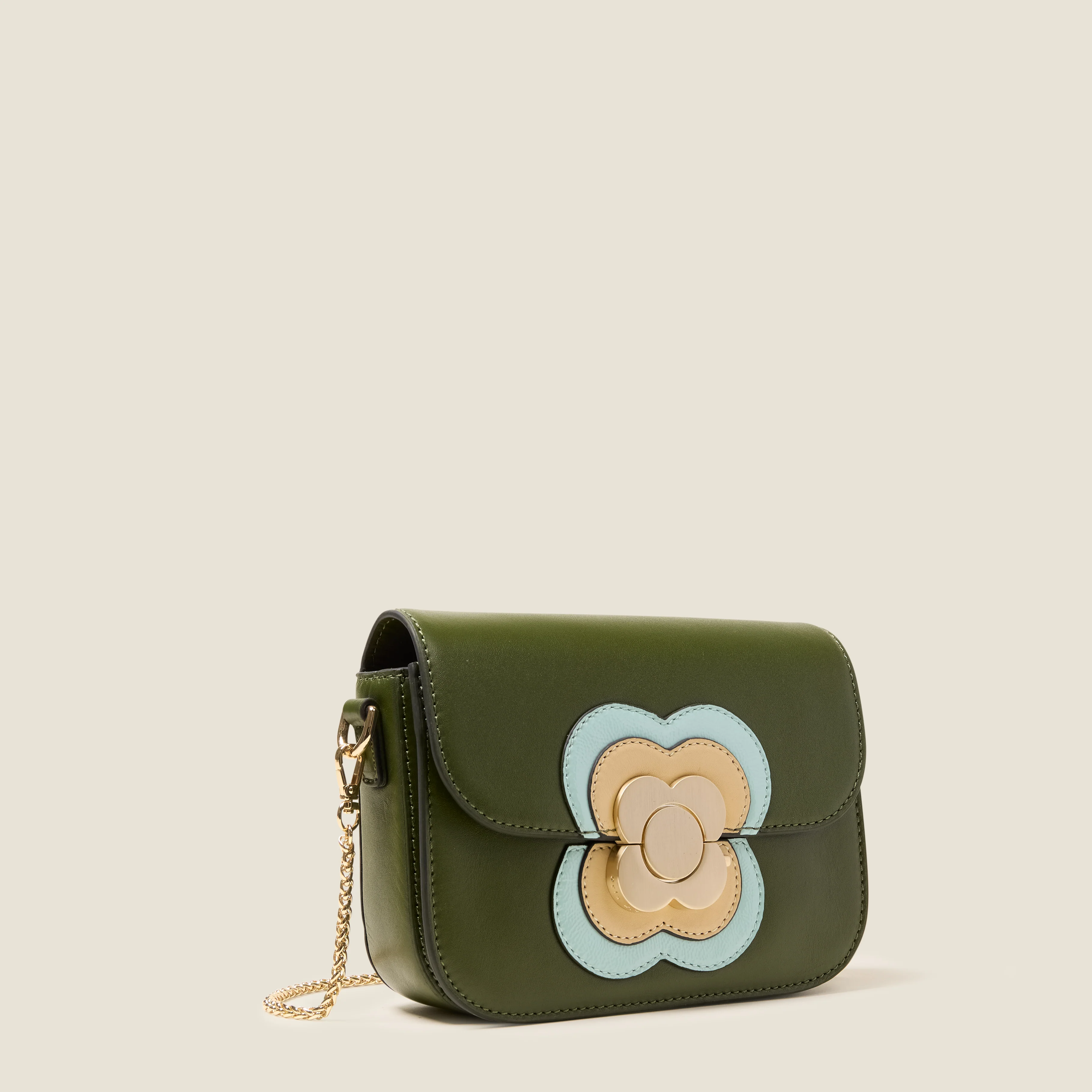 Mini Eclipse Leather Crossbody Bag - Flower Applique Forest - Image 2