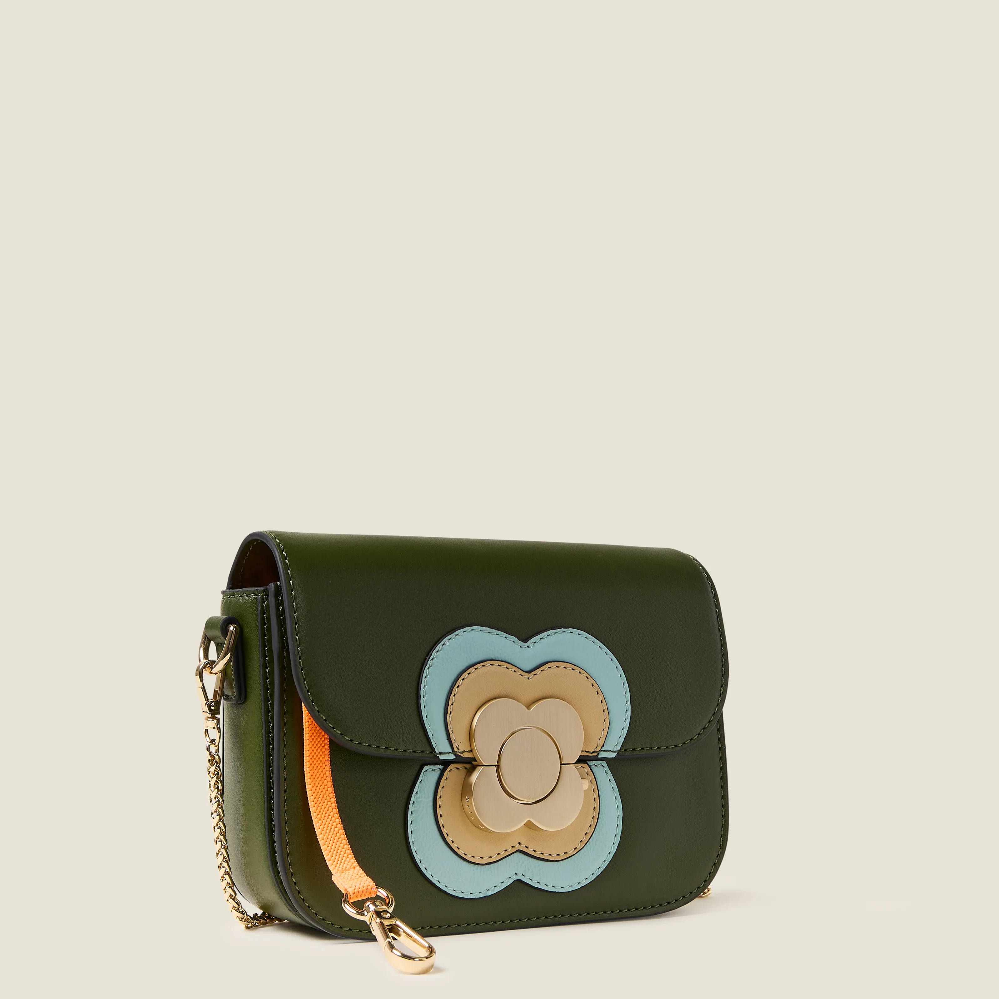 Mini Eclipse Leather Crossbody Bag - Flower Applique Forest - Image 5