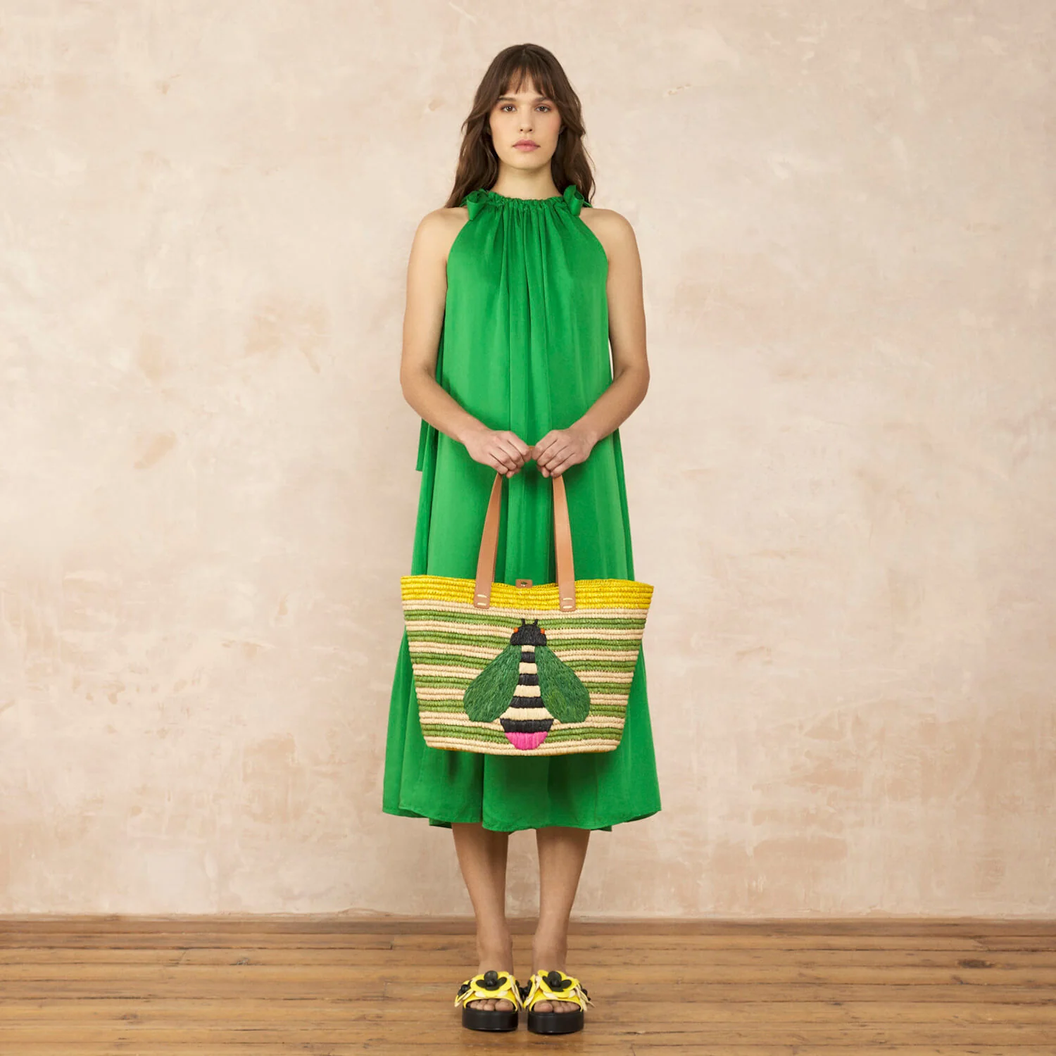 Monday Basket Bag - Bug Green Stripe - Image 2