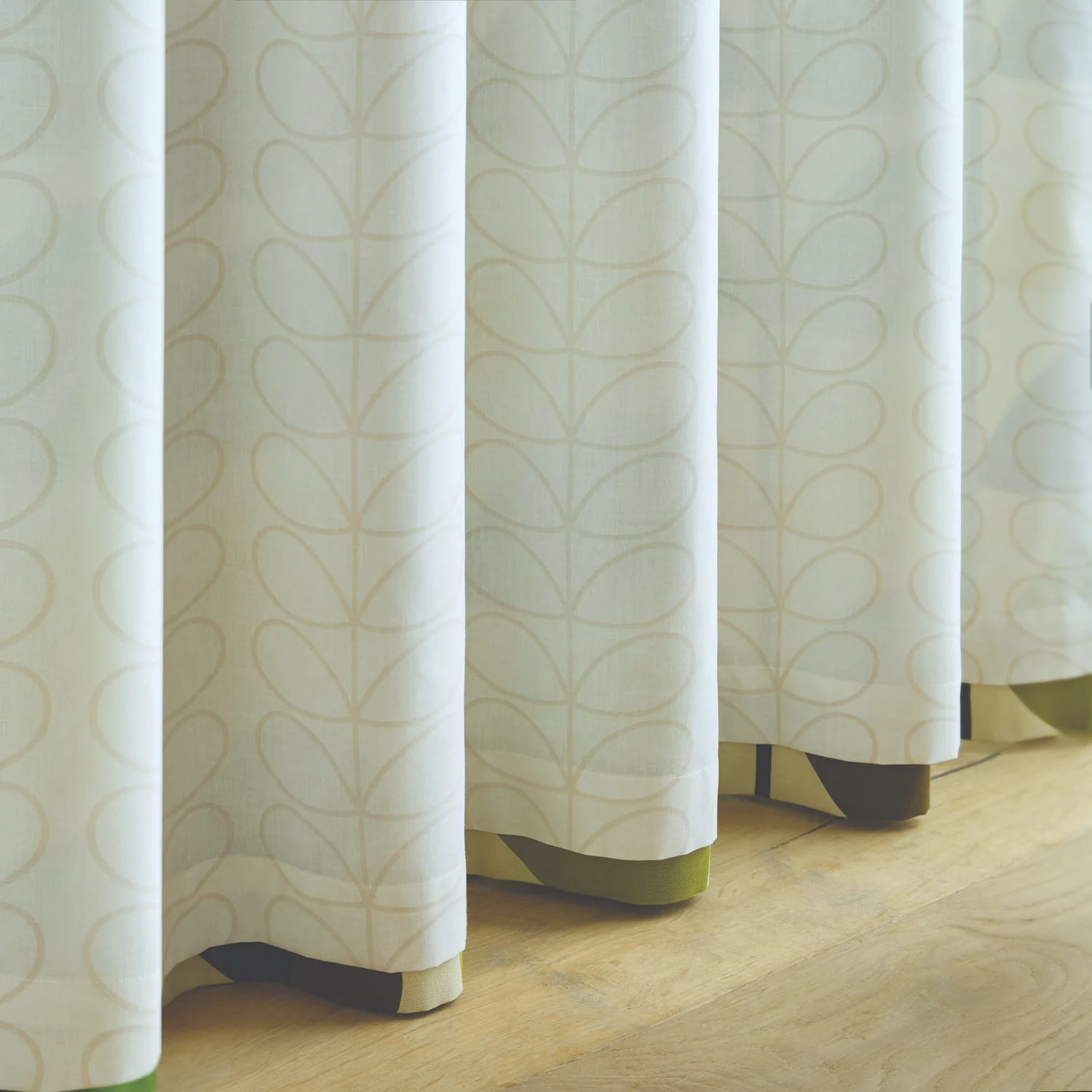 Multi Stem Lined Eyelet Curtains - Fern Ochre - Image 3
