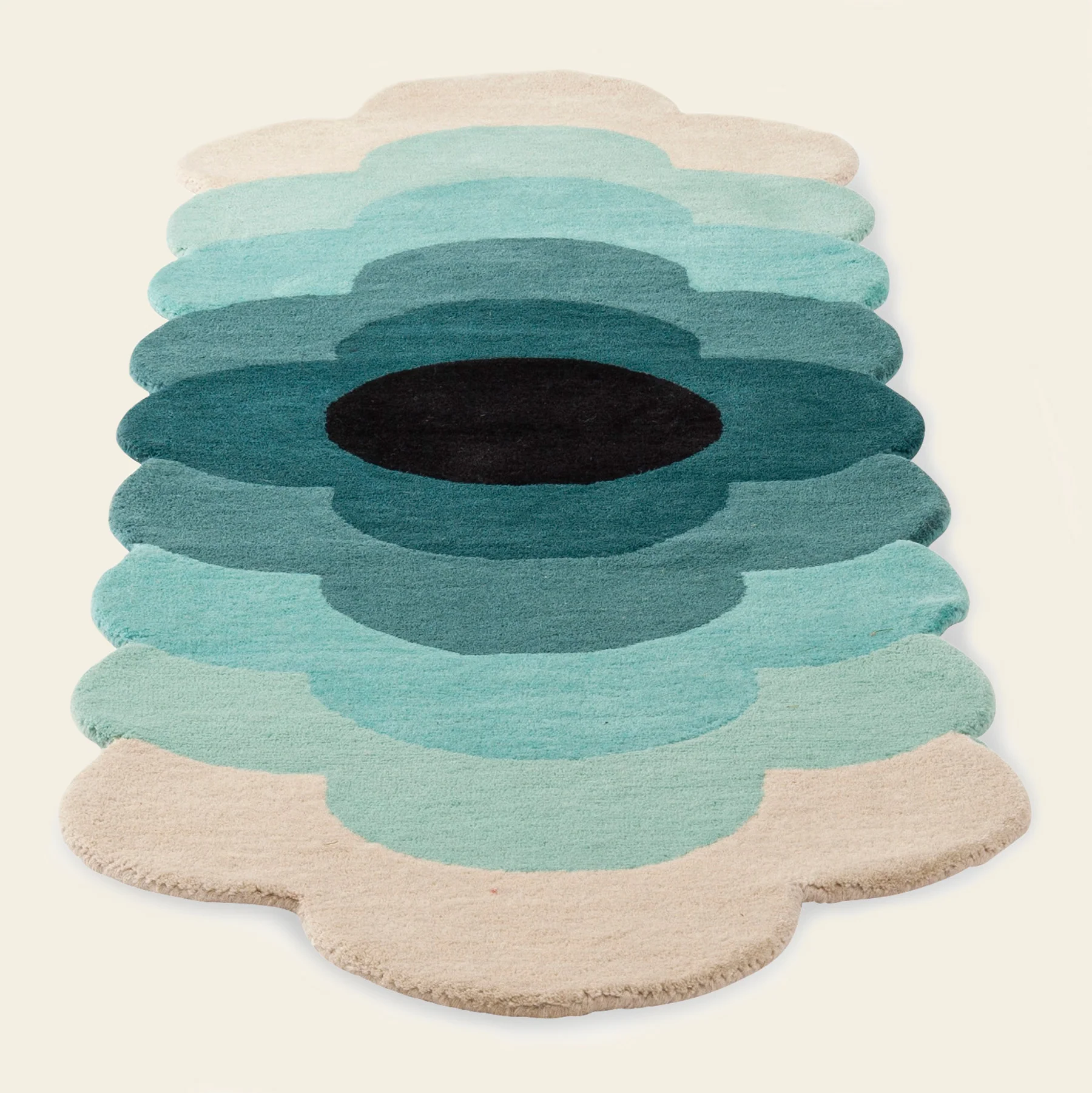 Optical Flower Teal Rug - Image 4