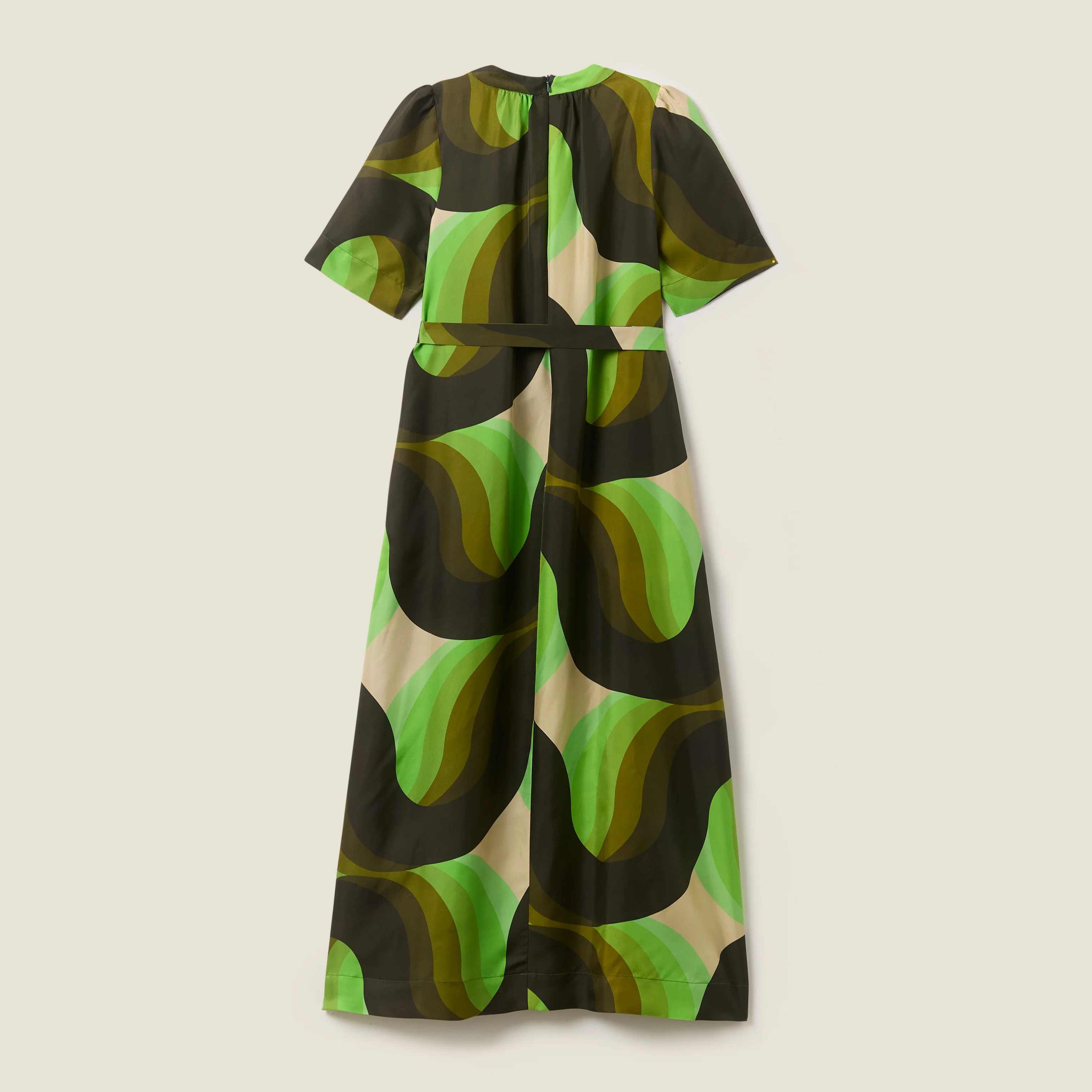 Orla Short Sleeve Belted Silk Dress Giant Rolling Wave Electra - Image 3