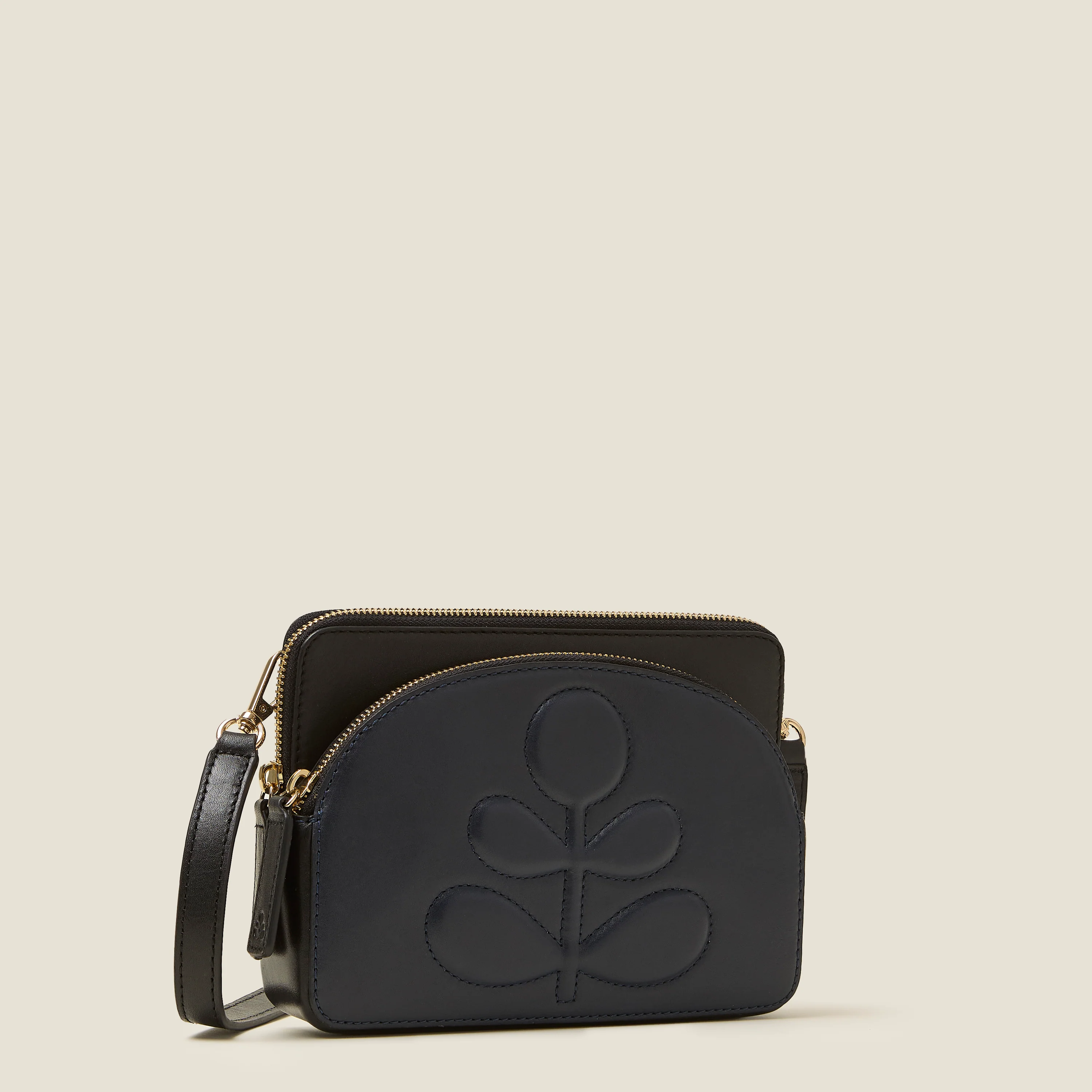 Portia East Crossbody - Embossed Stem Navy - Image 3