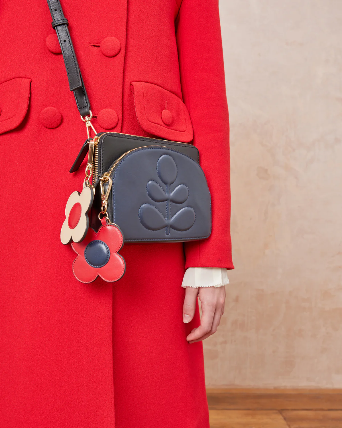 Portia East Crossbody - Embossed Stem Navy - Image 6