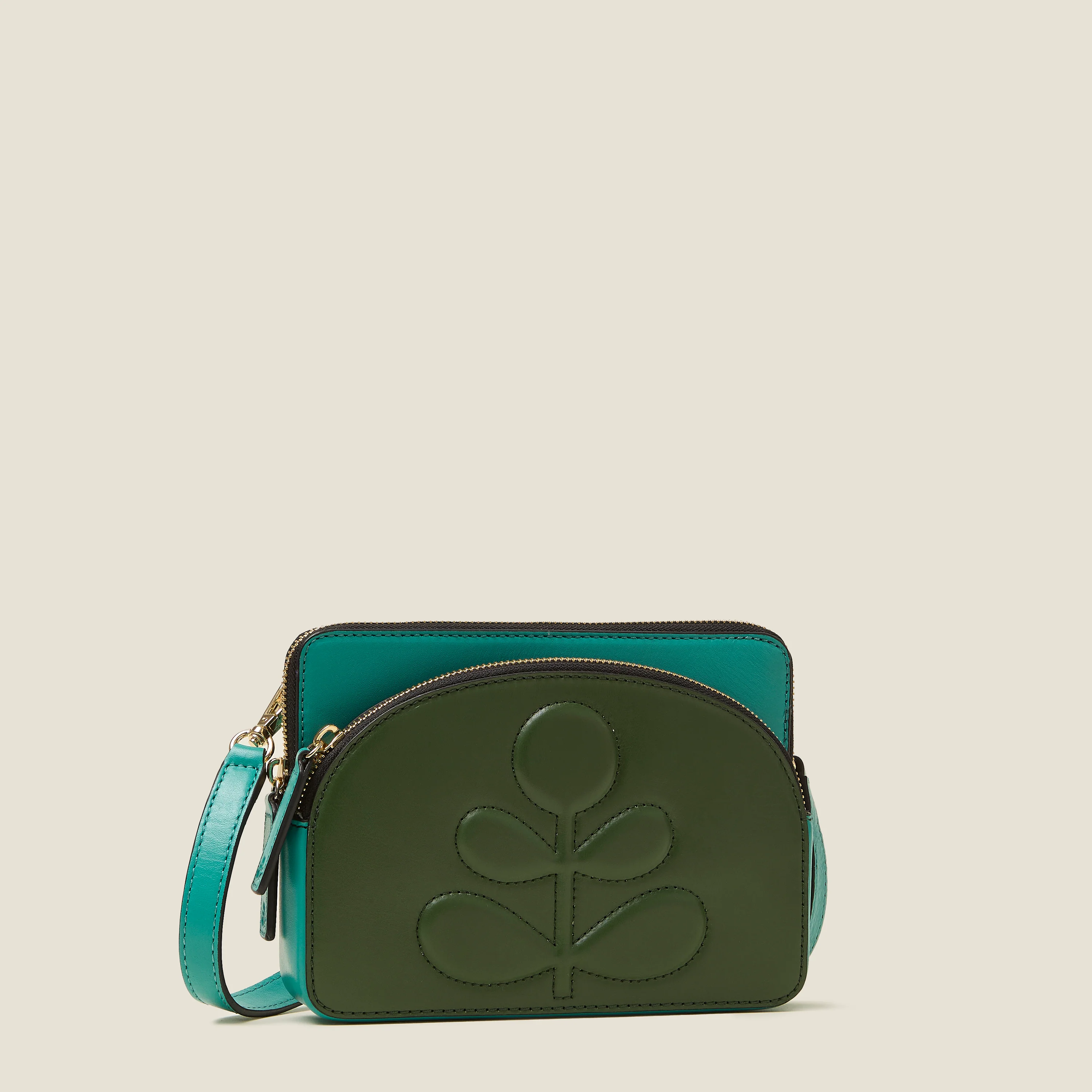 Portia East Crossbody - Embossed Stem Turquoise - Image 3