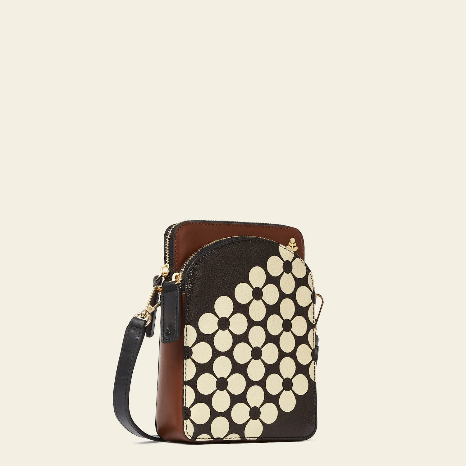 Portia Tall Crossbody - Black Cream Flower - Image 3