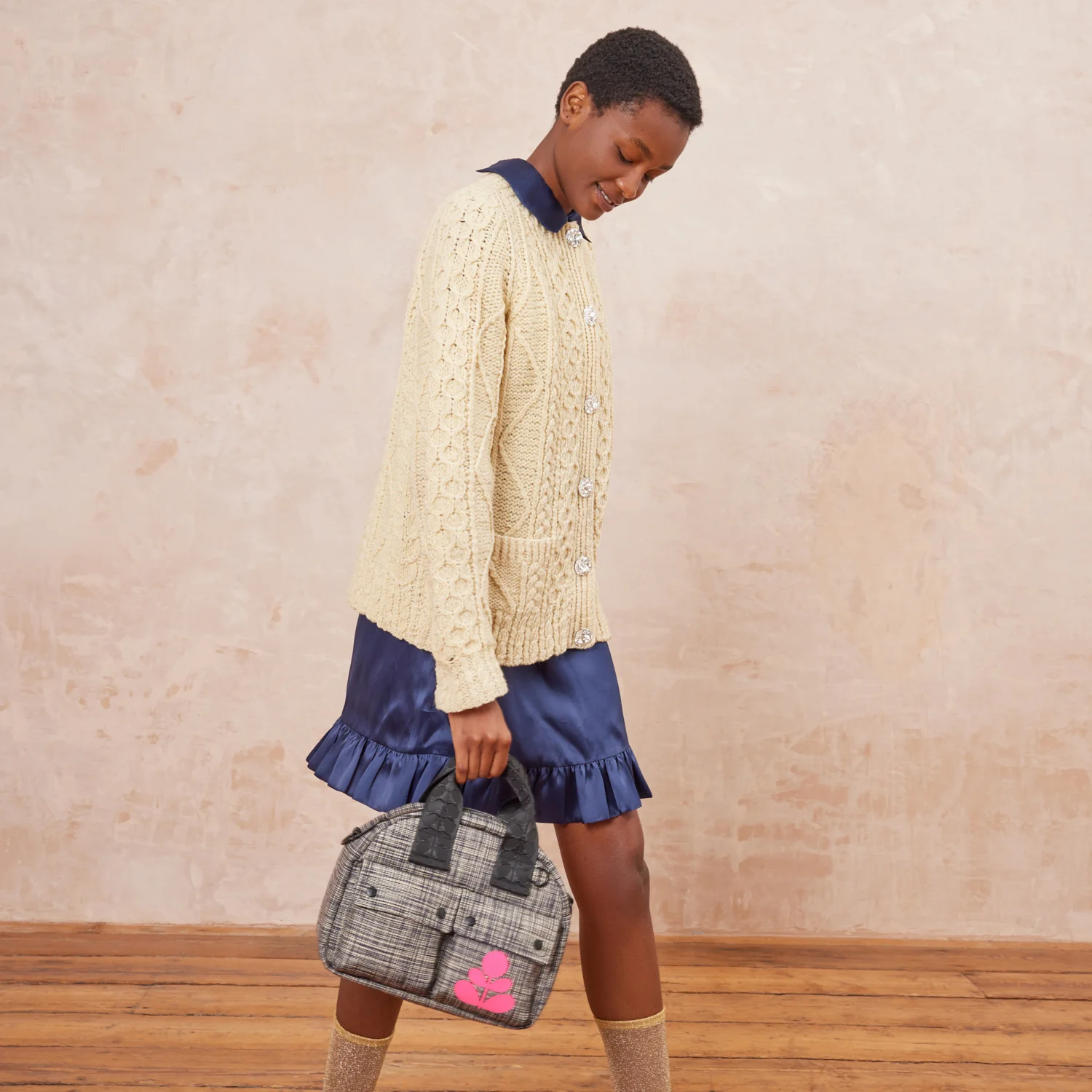 Radial Handbag - Scribble Print Black - Image 2