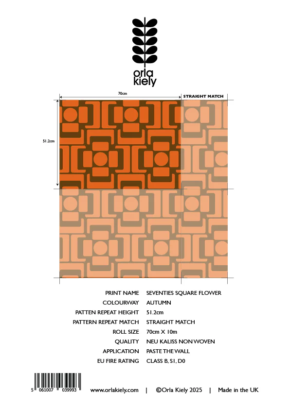 Seventies Square Flower Autumn Wallpaper Sample - Image 2