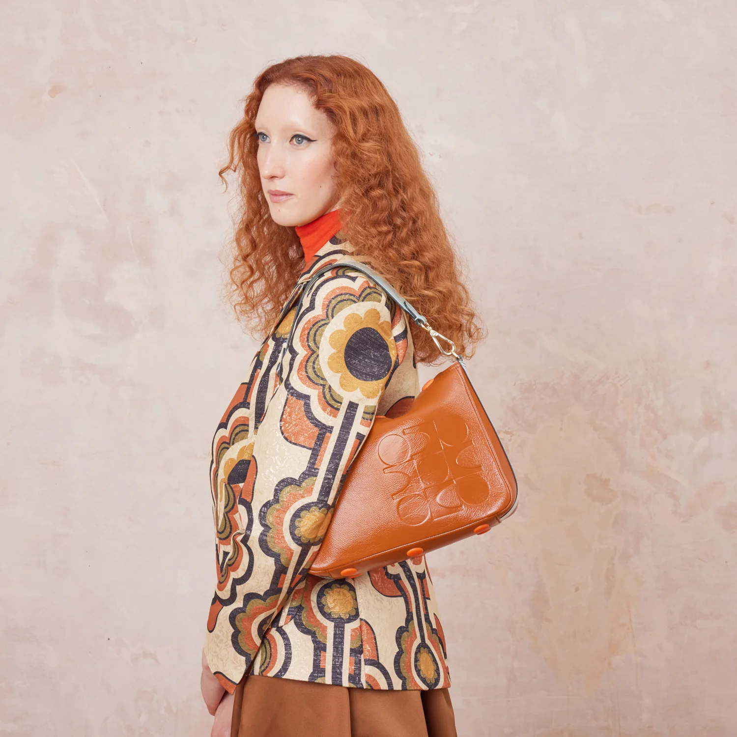 Small Softie Leather Shoulder Bag - OK Colourblock Sienna - Image 6